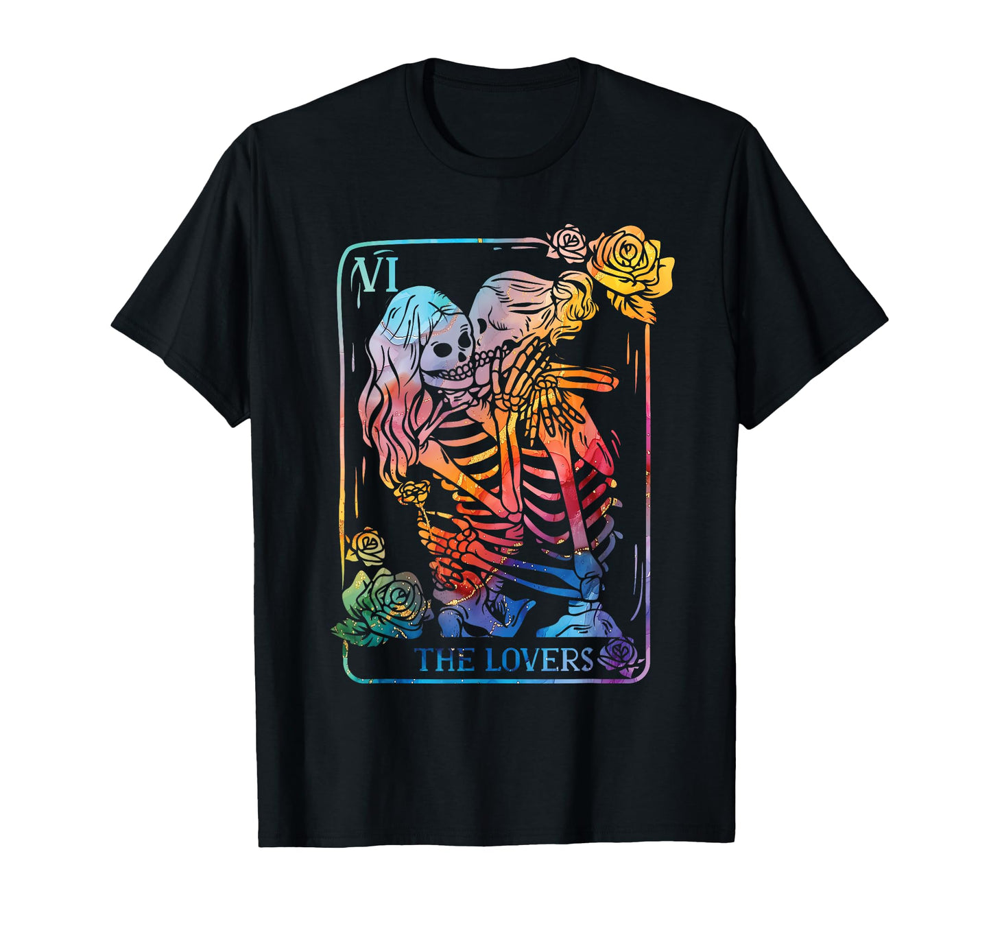 The Lovers Tarot Card Occult Goth Kissing LGBT Rainbow Pride T-Shirt