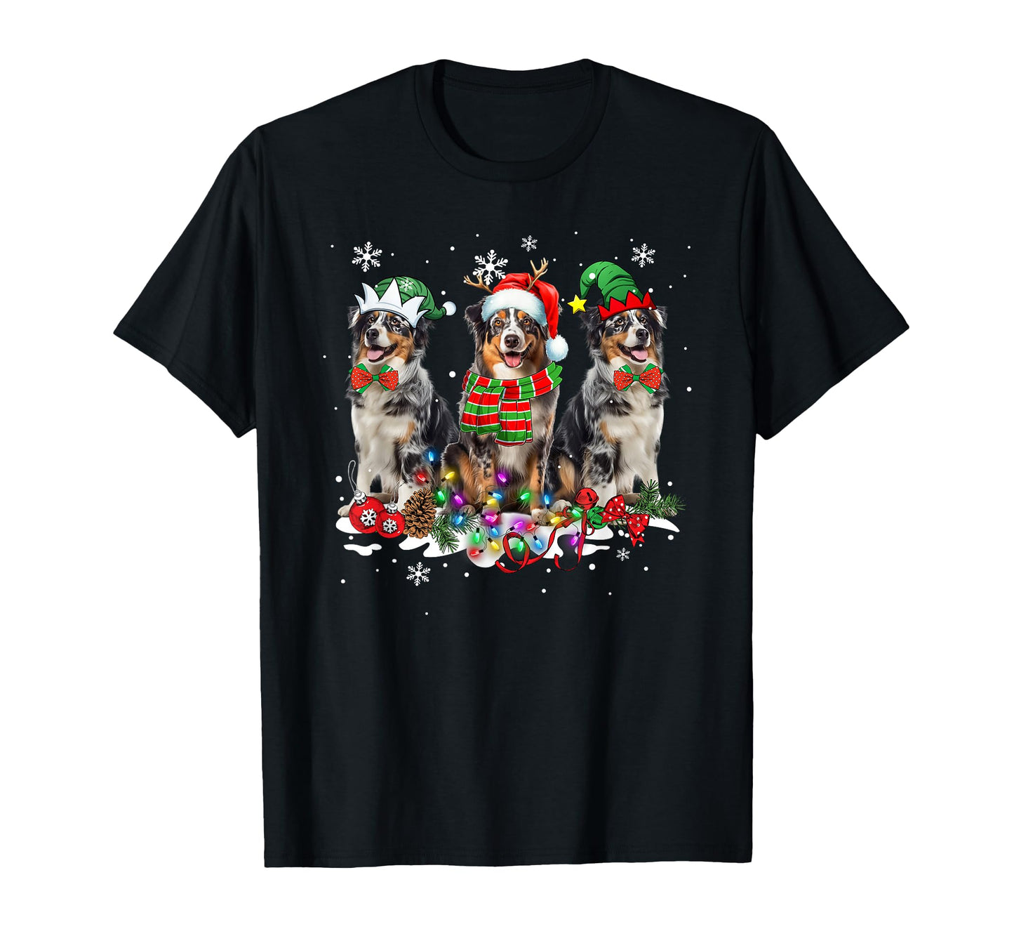 Funny Christmas Pajama Dog Australian Shepherd Dog T-Shirt