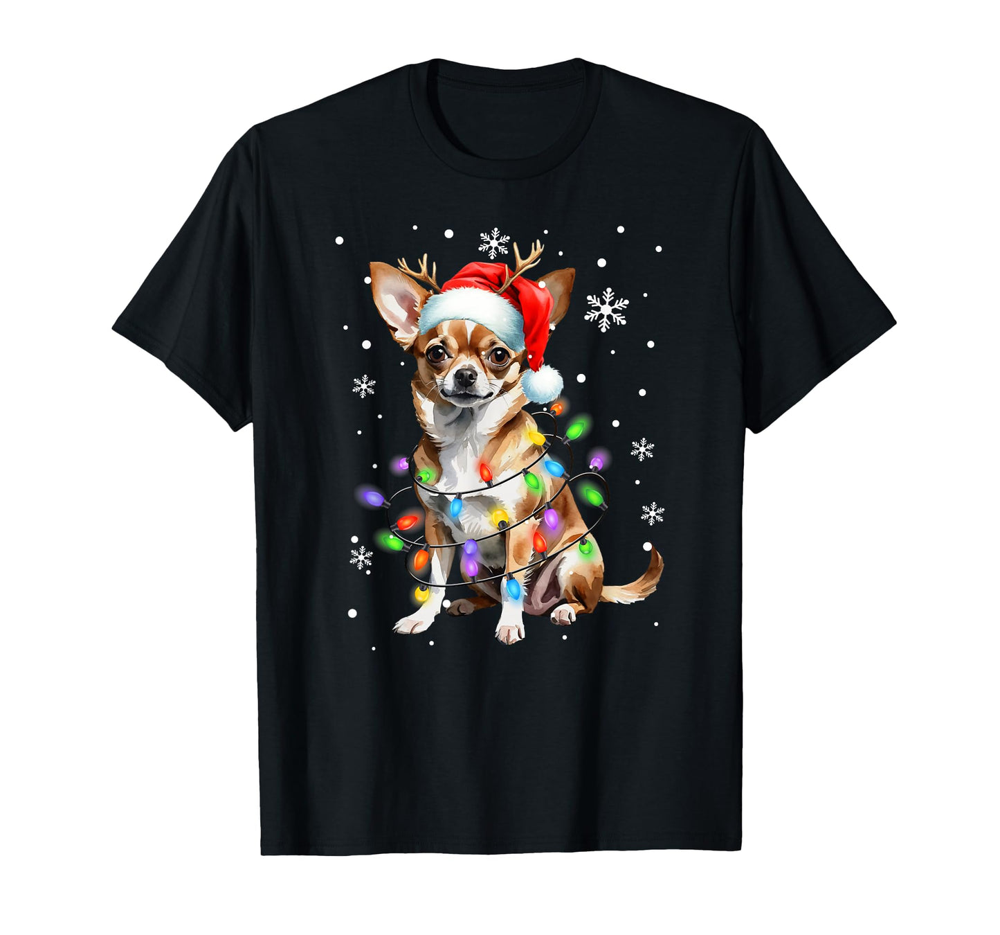 Chihuahua dog Christmas Sweater Dog Xmas Lights T-Shirt