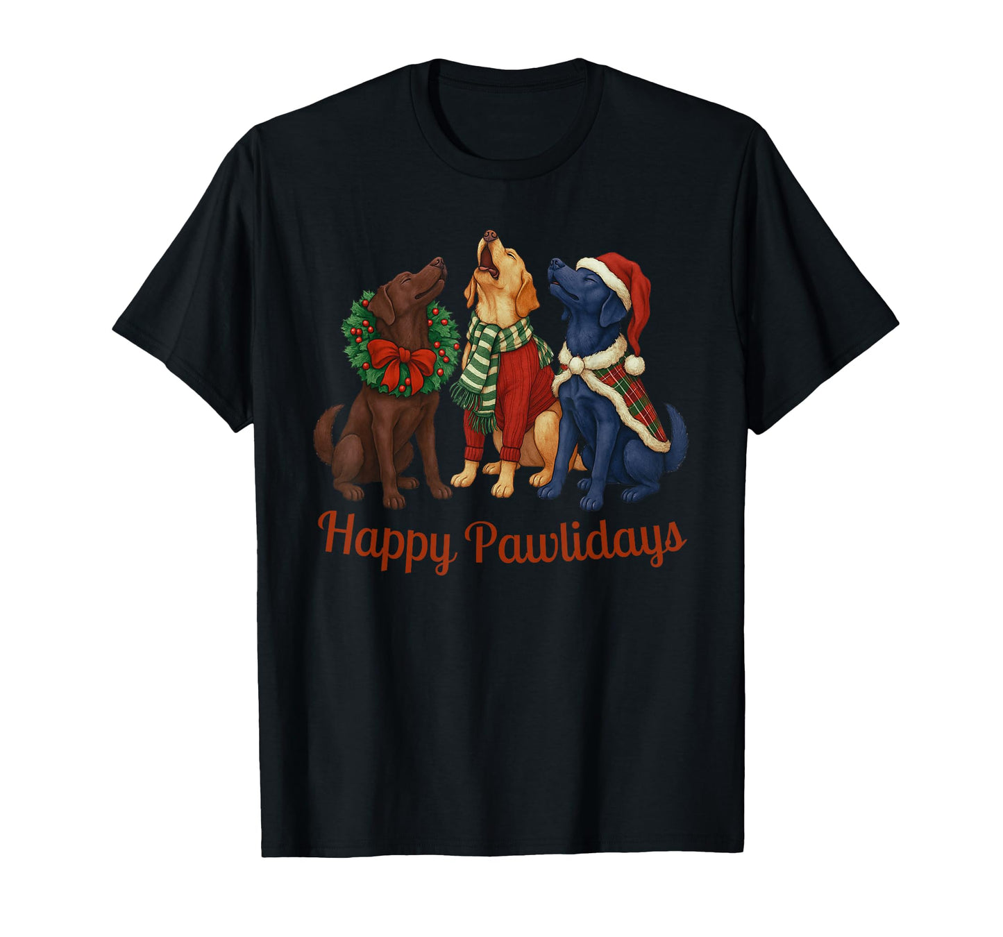 Happy Pawlidays Funny Santa Labrador Retriever Dog Christmas T-Shirt