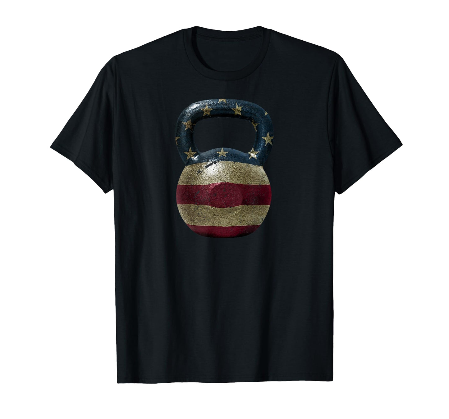 Rustic American Flag Kettle bell t-shirt, weight lifting T-Shirt