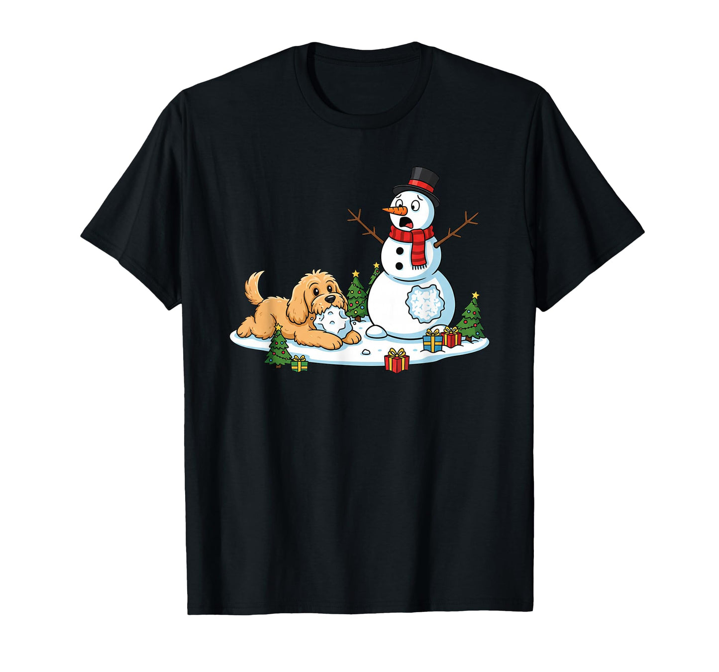 Funny Cockapoo Snowman Christmas Tree Xmas Womens Mens Kids T-Shirt