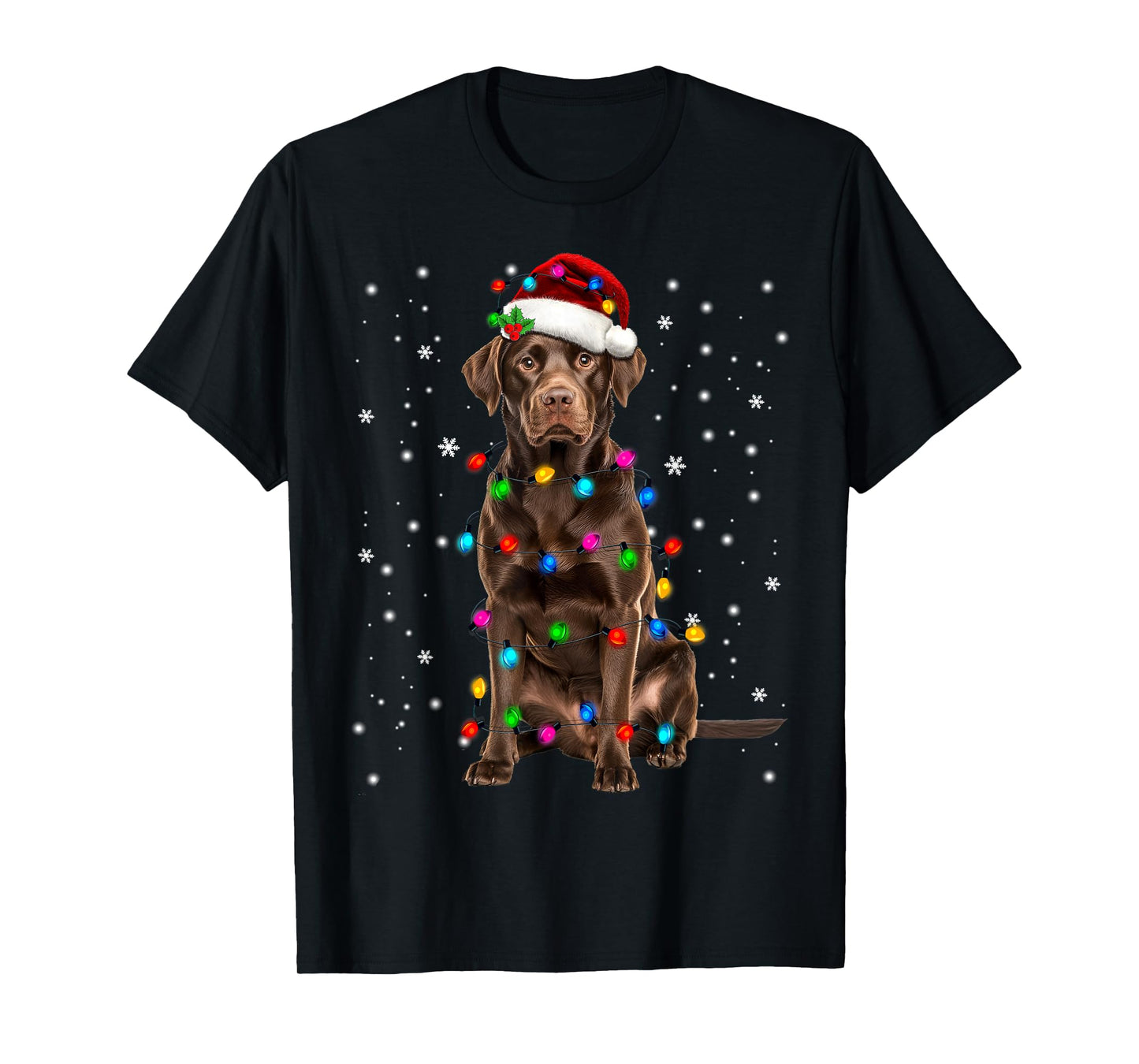 Chocolate Lab Labrador Christmas Tree Light Pajama Dog Xmas T-Shirt
