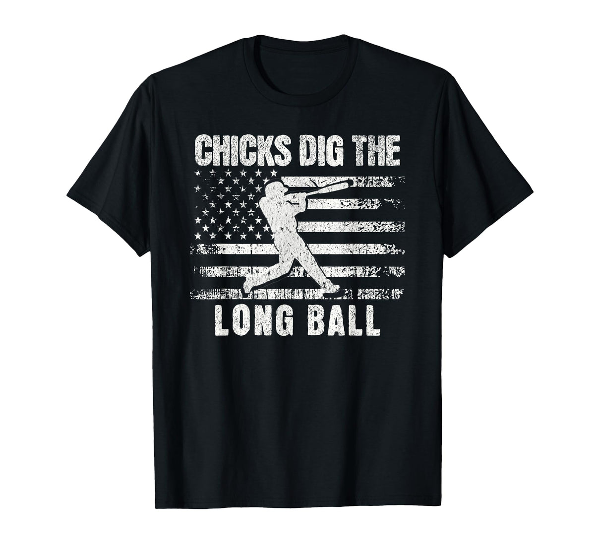 Funny Baseball Chicks Dig The Long Ball USA Flag T-Shirt