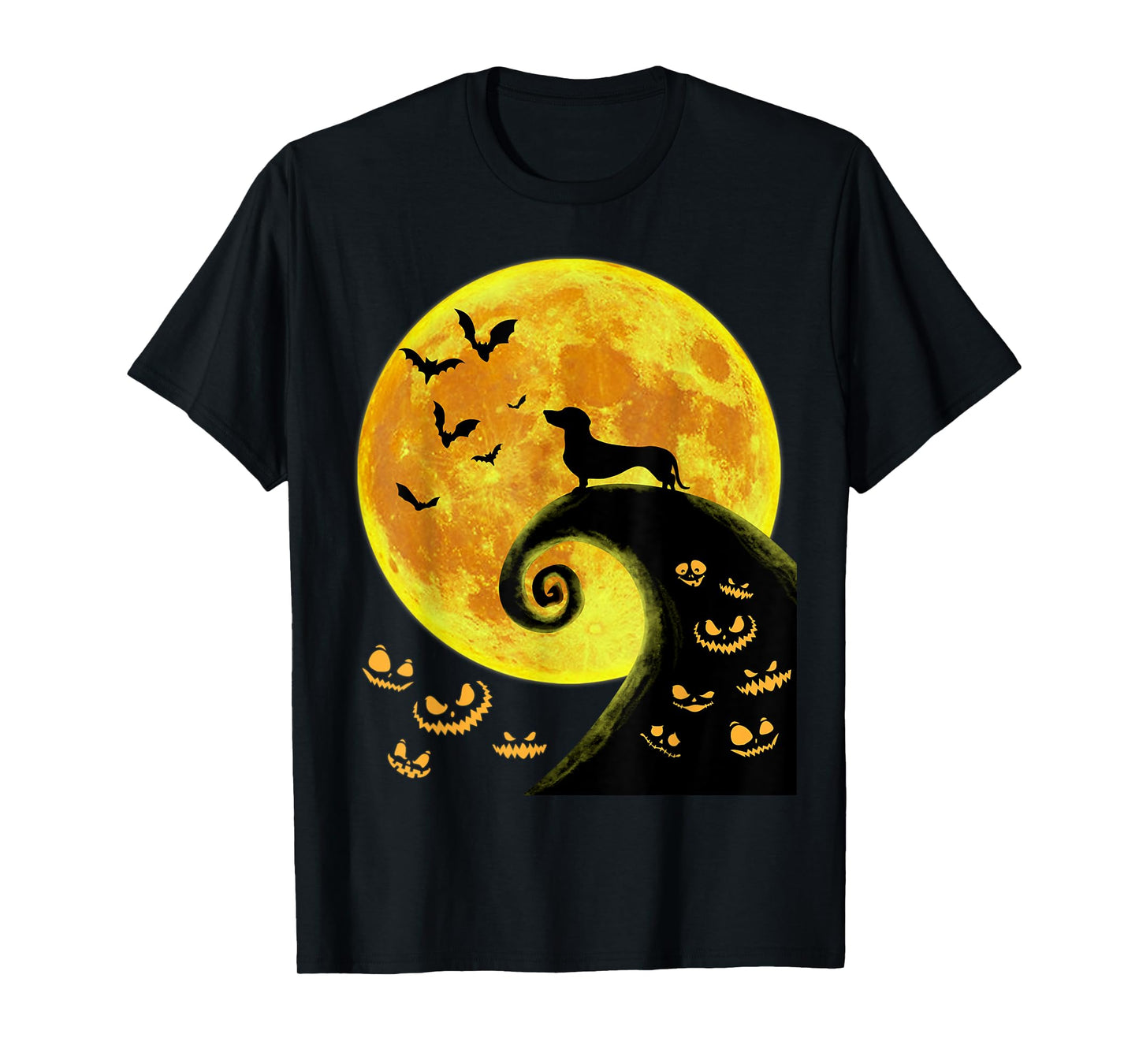 Funny Dachsund And Moon Halloween Costume Weiner Dog Lover T-Shirt