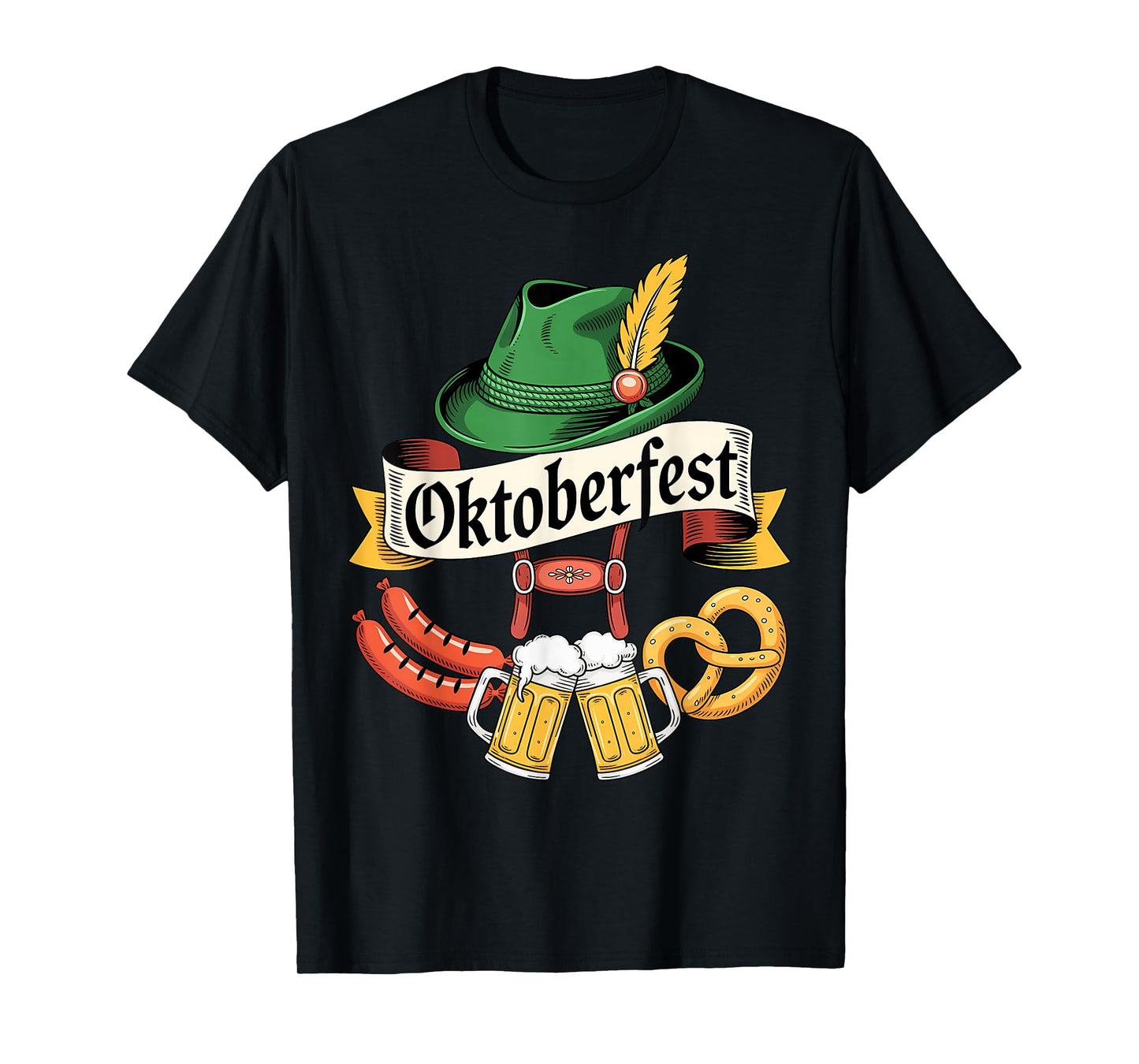 Oktoberfest Beer Pretzel Sausage Bavarian Hat Men Women T-Shirt