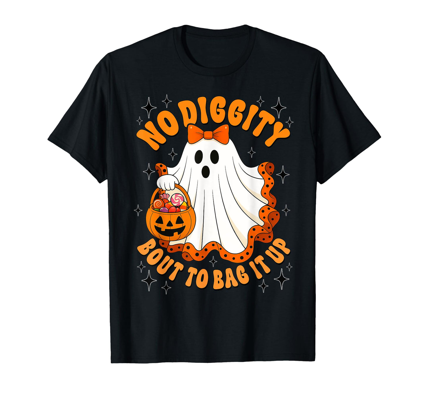 No Diggity Bout To Bag It Up Cute Ghost Halloween Kids T-Shirt