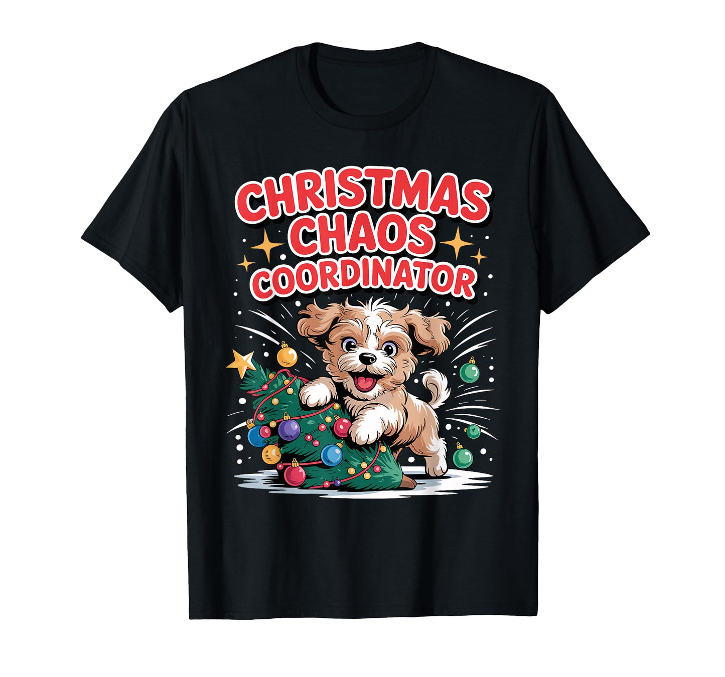 Christmas Chaos Coordinator Xmas Puppy Funny Shi-Poo T-Shirt