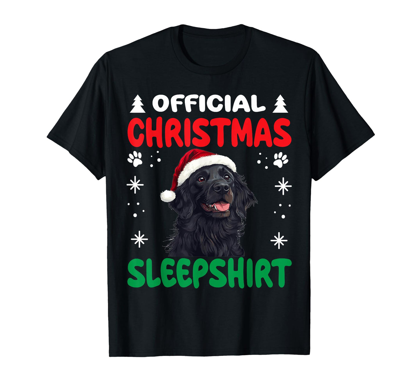 Flat-Coated Retriever Dog Christmas Pajama Official T-Shirt for Men Women Kids