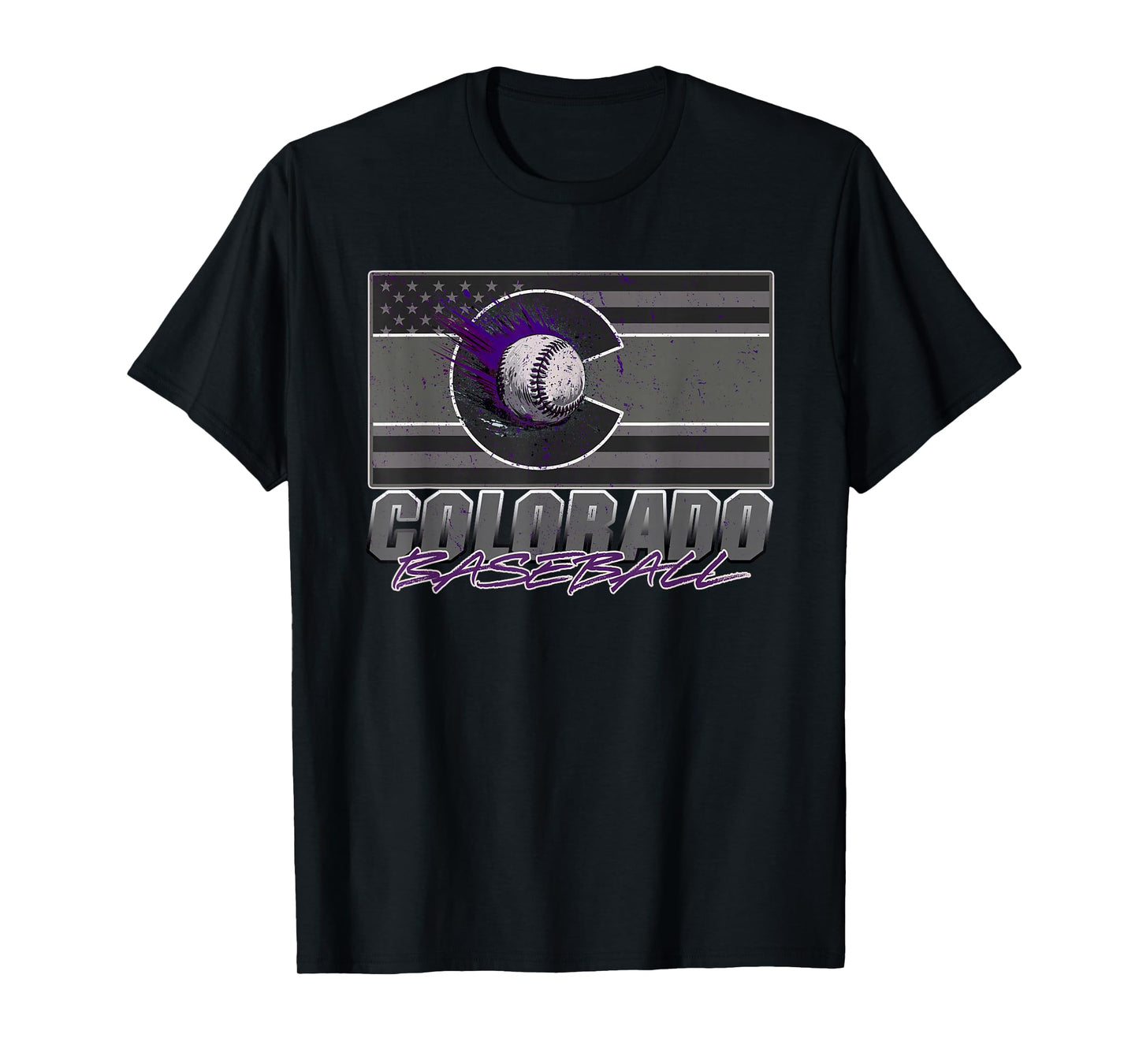 Colorado Flag / USA Flag Baseball Colorado Baseball Graphic T-Shirt