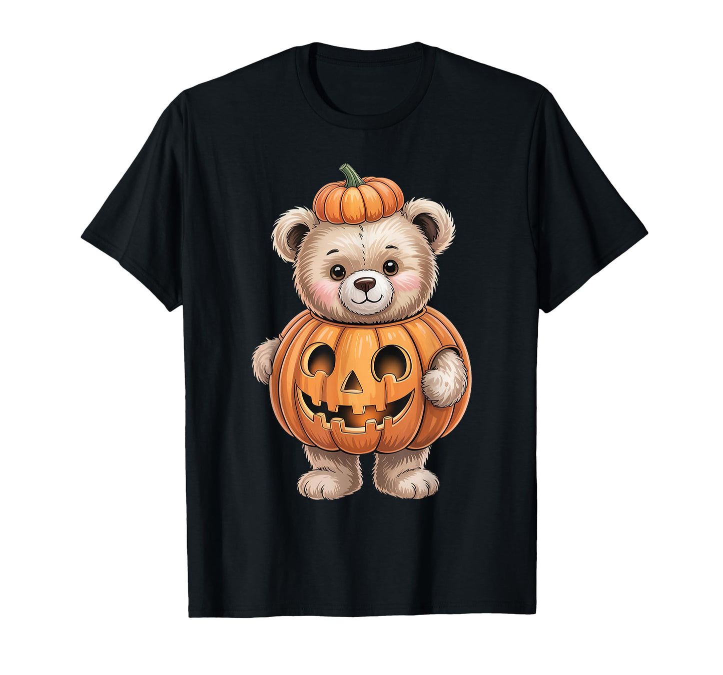 Cute Teddy Bear Pumpkin Halloween Costume Autumn Tee T-Shirt