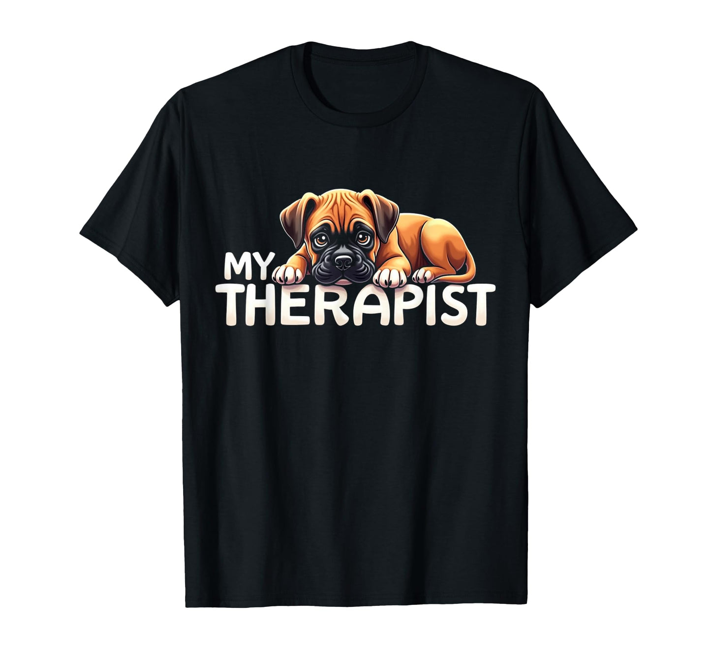 Funny Box Puppy My Therapist Boxer Dog T-Shirt