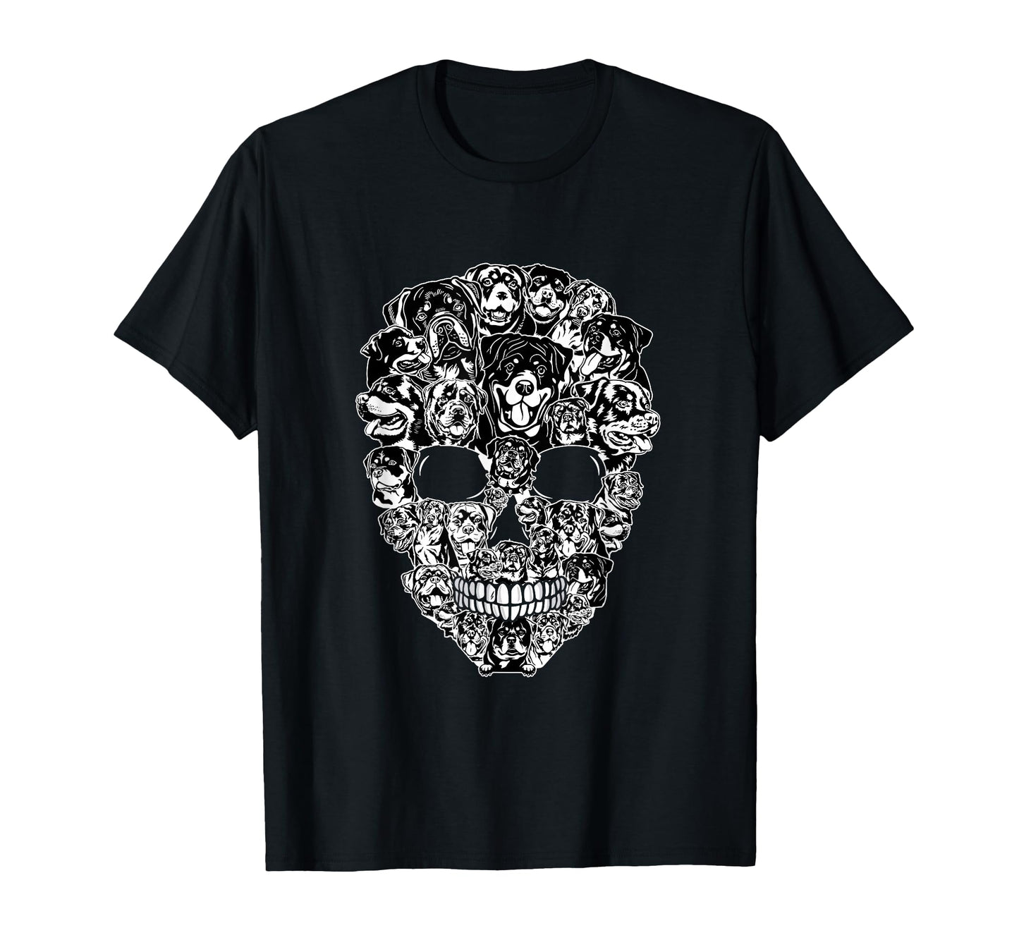 Funny Rottweiler Skull Dog Skeleton Halloween Men Women Kids T-Shirt