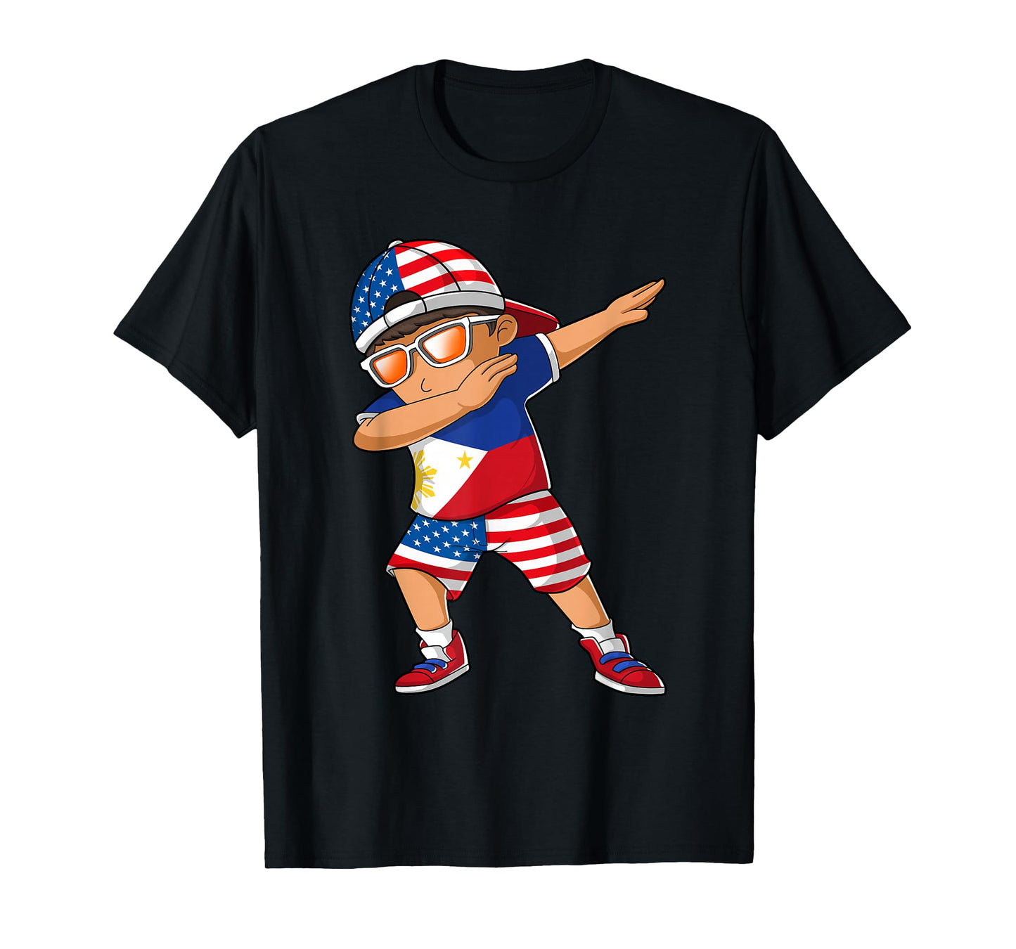 Half American Half Filipino Boy Kid Philippine Flag T-Shirt