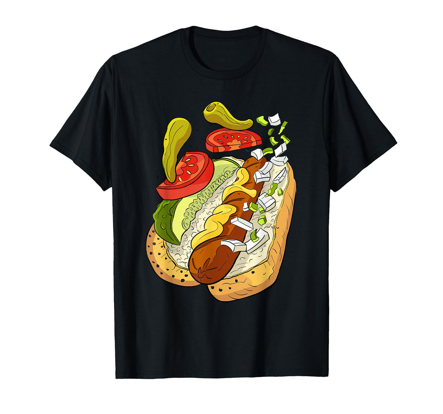 Official Chicago Style Hot Dog Street Art T-Shirt