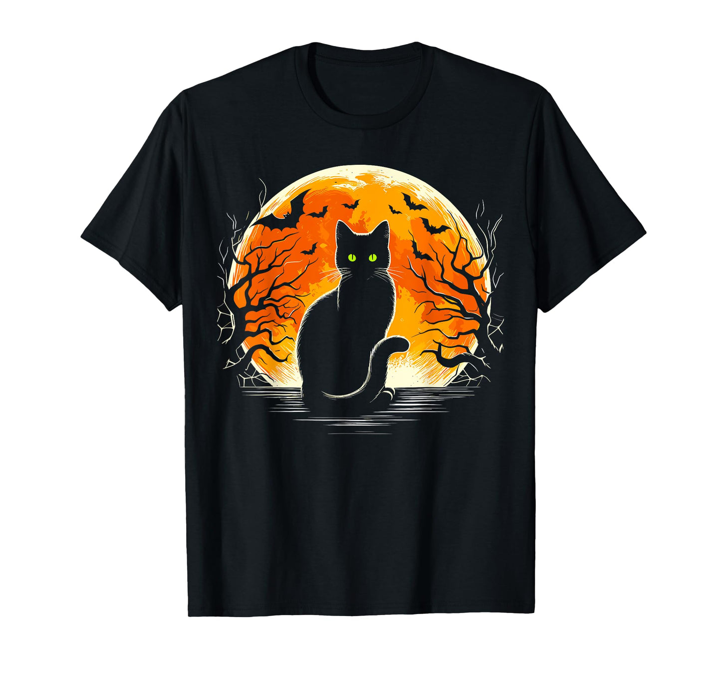 Cat Costume Retro Moon Cat Halloween T-Shirt for Men Women Kids
