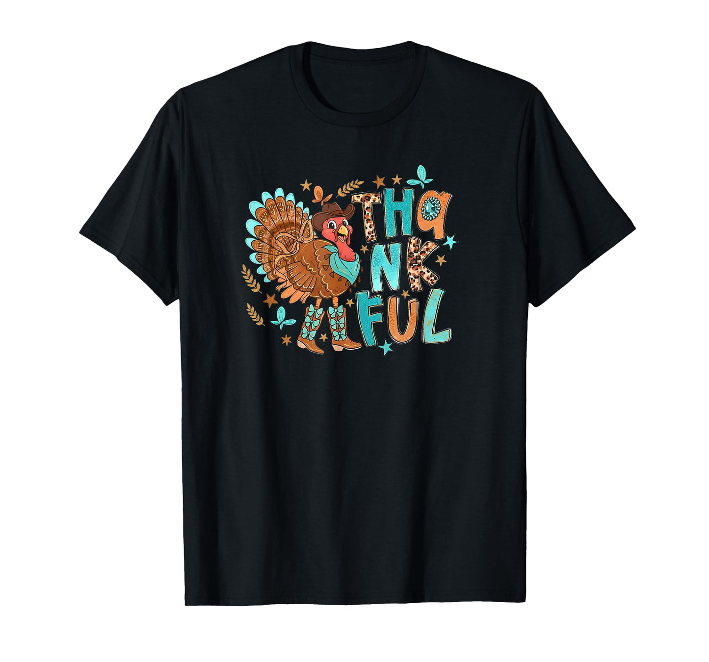 Western Turkey Cowboy Happy Thanksgiving Fall Season Outfit T-Shirt
