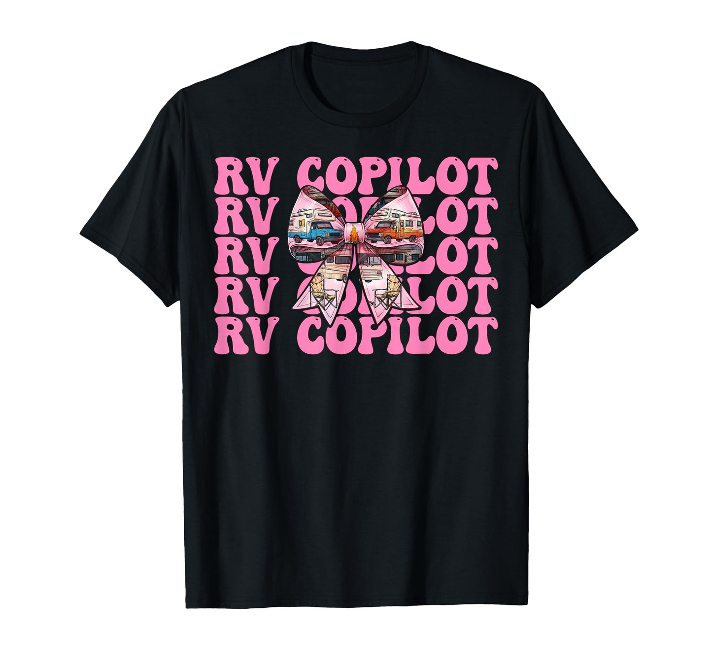 RV Copilot RV Camping Camper Motorhome Girl Mom Coquette Bow T-Shirt