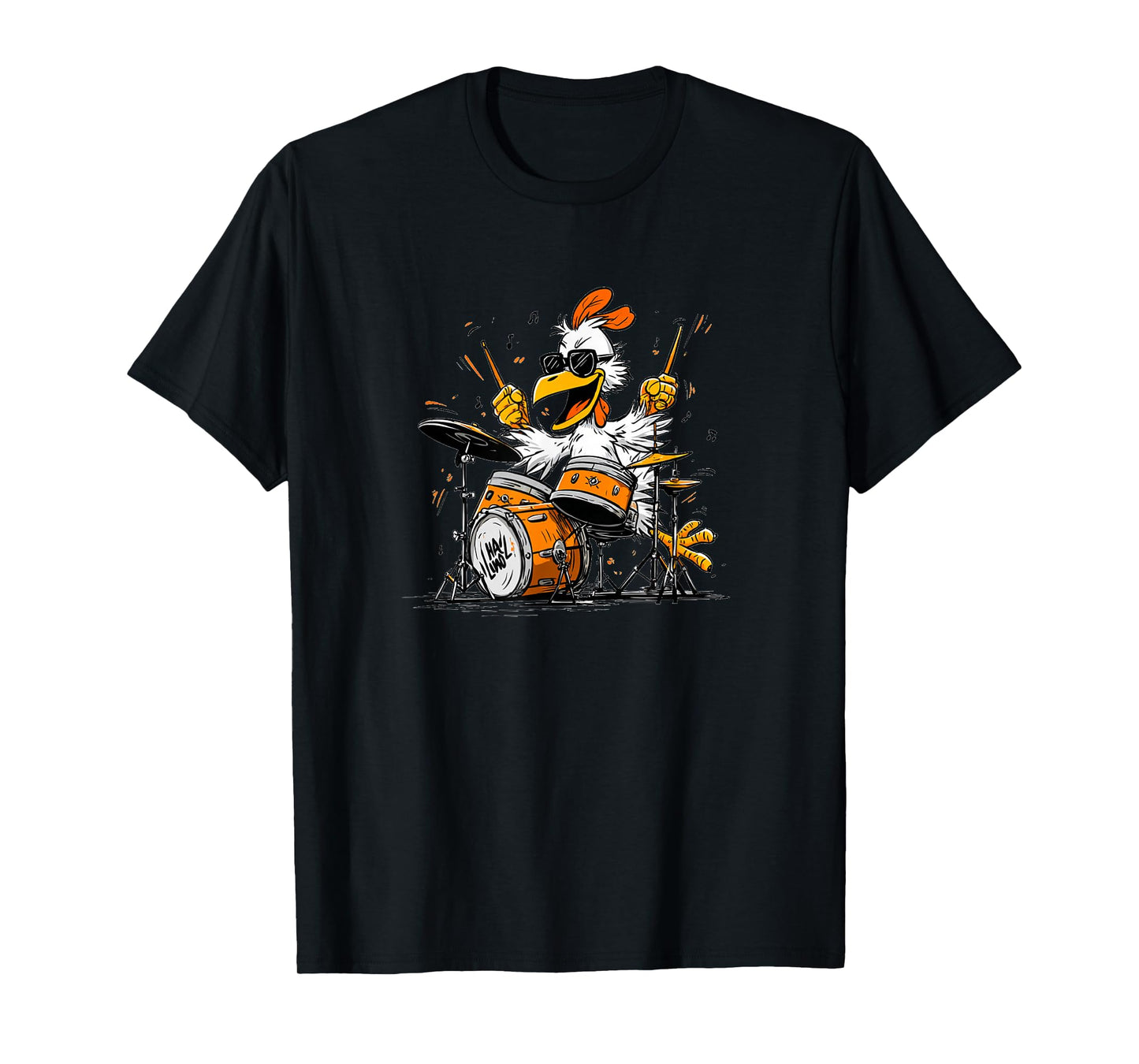 Cool Rock Chicken with Drums for Awesome Drummer T-Shirt