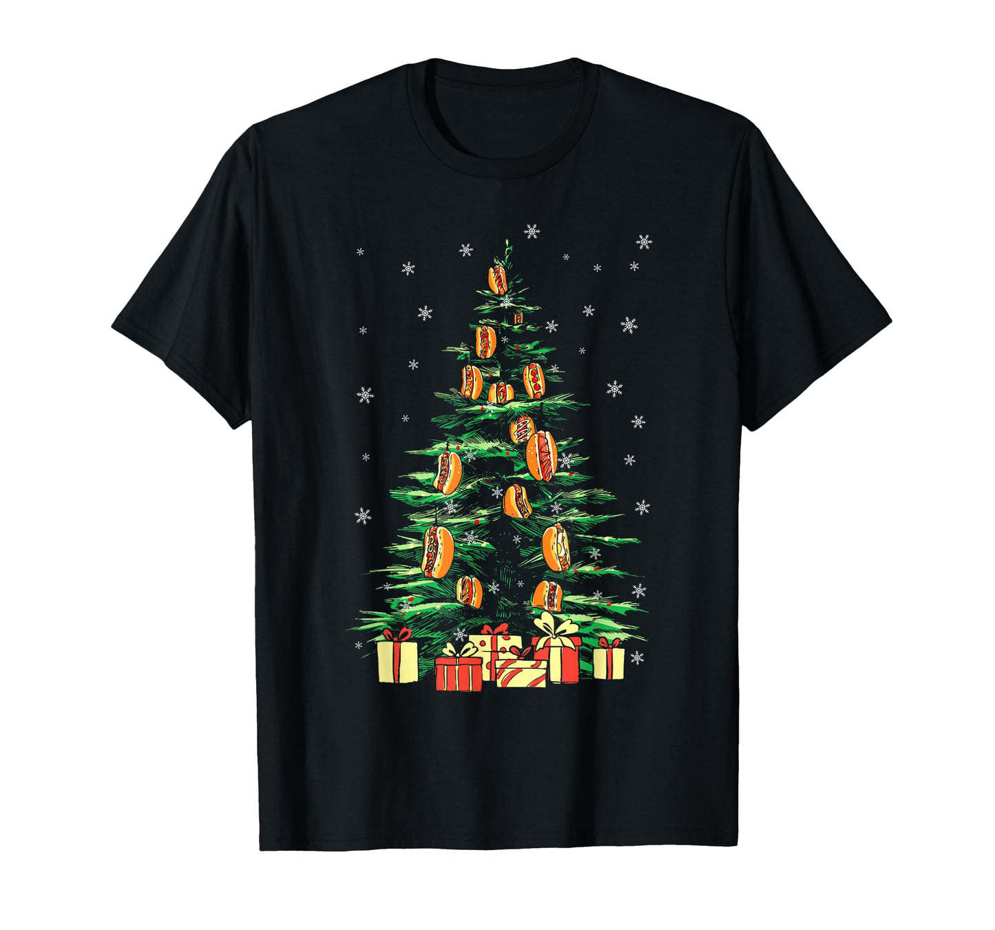 Hot Dog Adult Christmas Tree T-Shirt