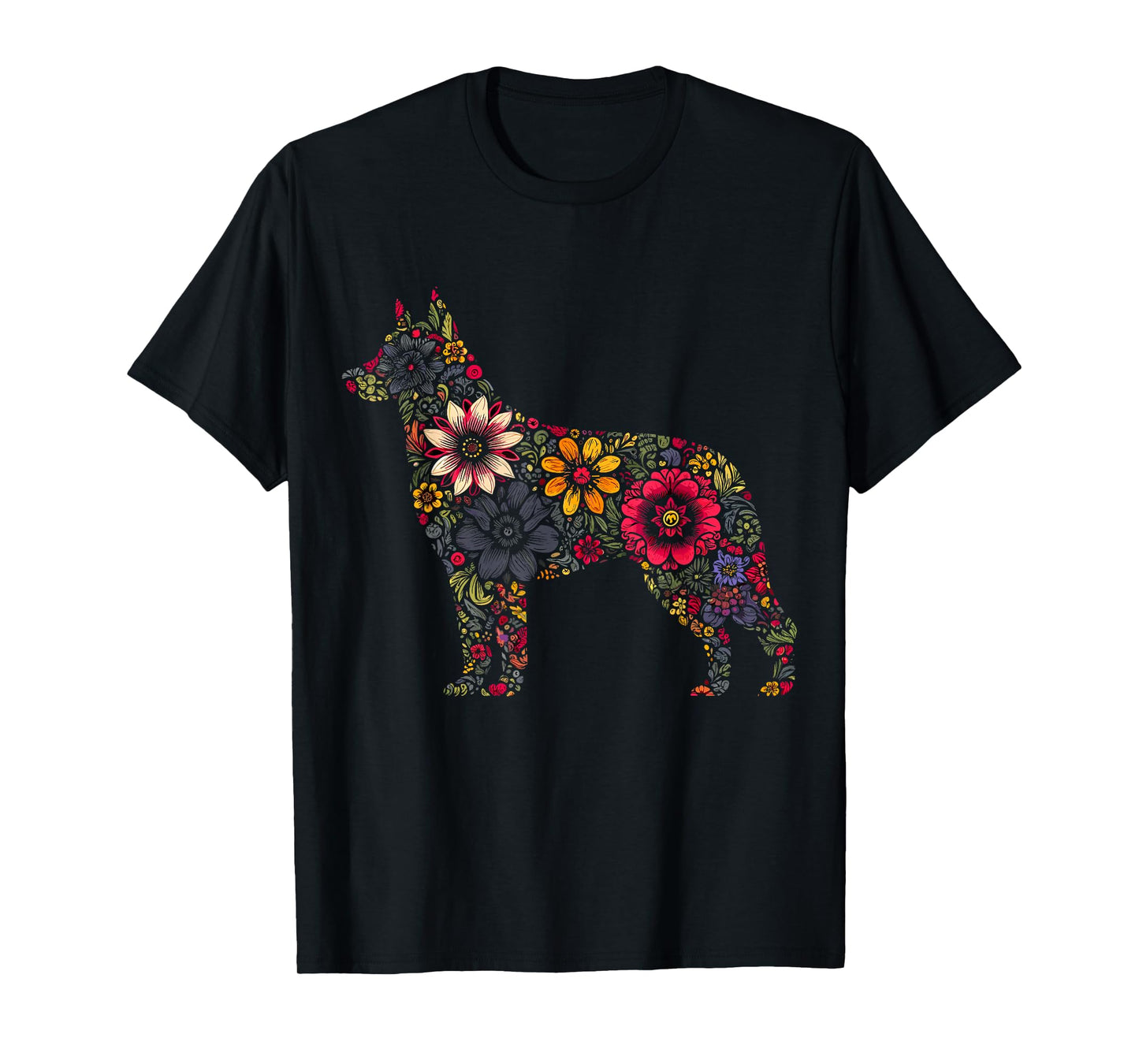 Floral German Shepherd T-Shirt