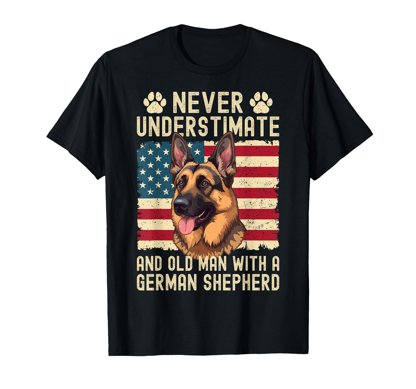 Never Underestimate Old Man with German Shepherd Dog Lover T-Shirt