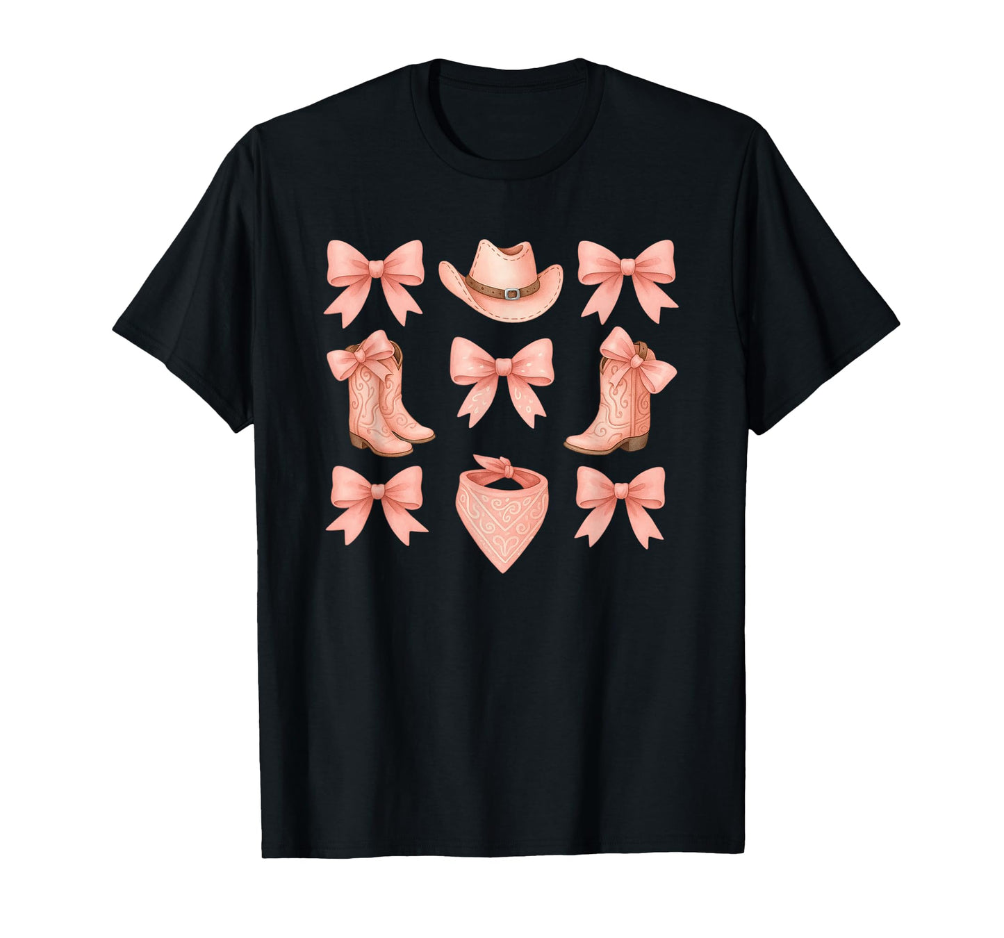 Coquette Pink Bow Cowgirl Boots Western Country Youth Teen T-Shirt