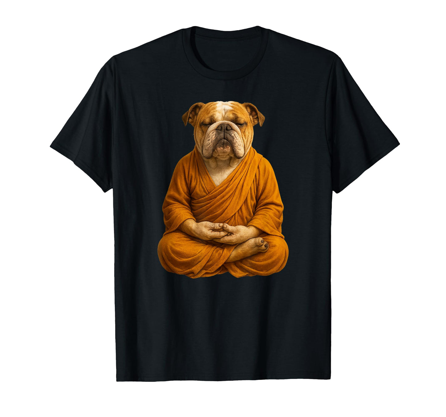 Zen Bulldog - Meditating Bulldog in Saffron Robes T-Shirt