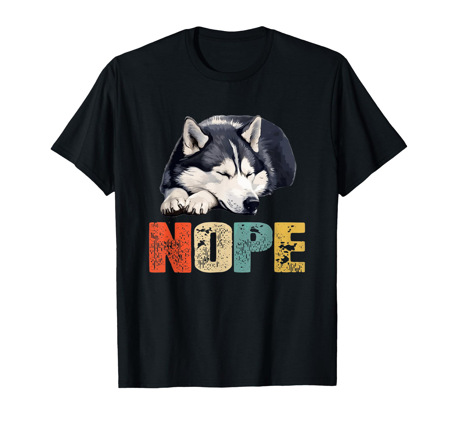 Vintage Nope Funny Siberian Husky Dog Lover Men Women Kids T-Shirt
