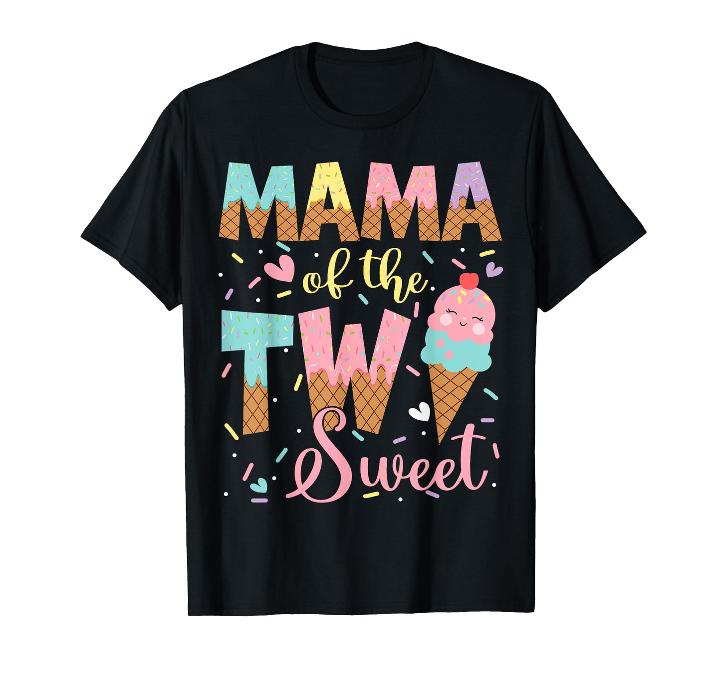 Mama Of The Two Sweet 2Nd Birthday Girl Ice Cream T-Shirt