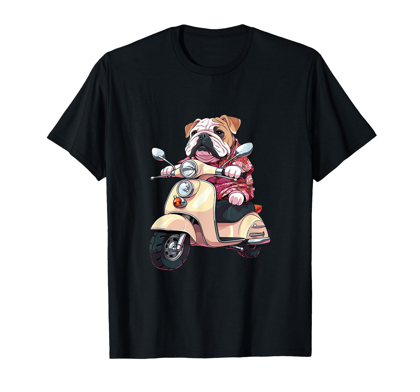 English Bulldog on Scooter Funny Motor Biker Moped Rider Dog T-Shirt