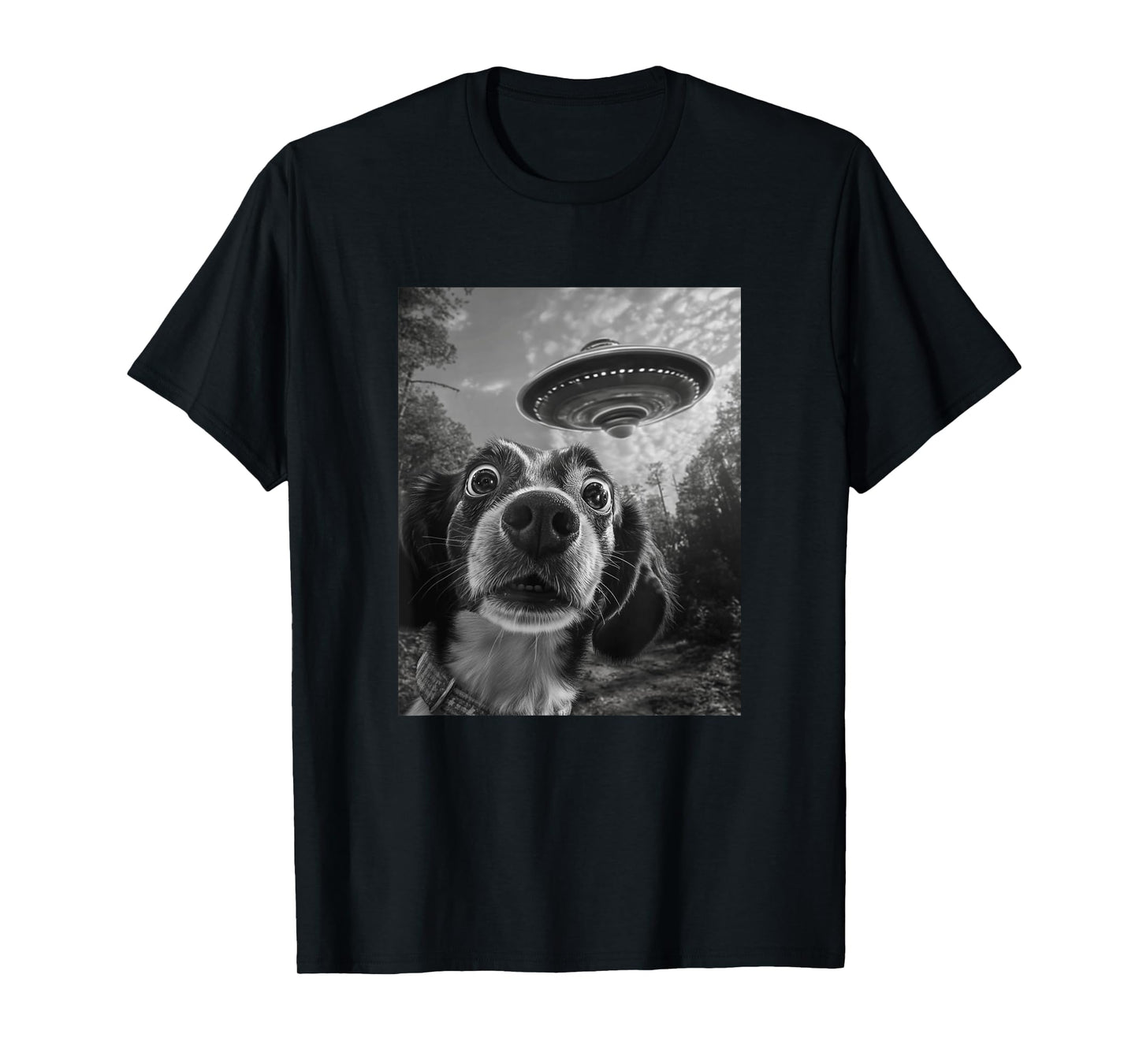 Dog UFO Meme - Funny Dog Selfie with UFO Men Women Kids T-Shirt