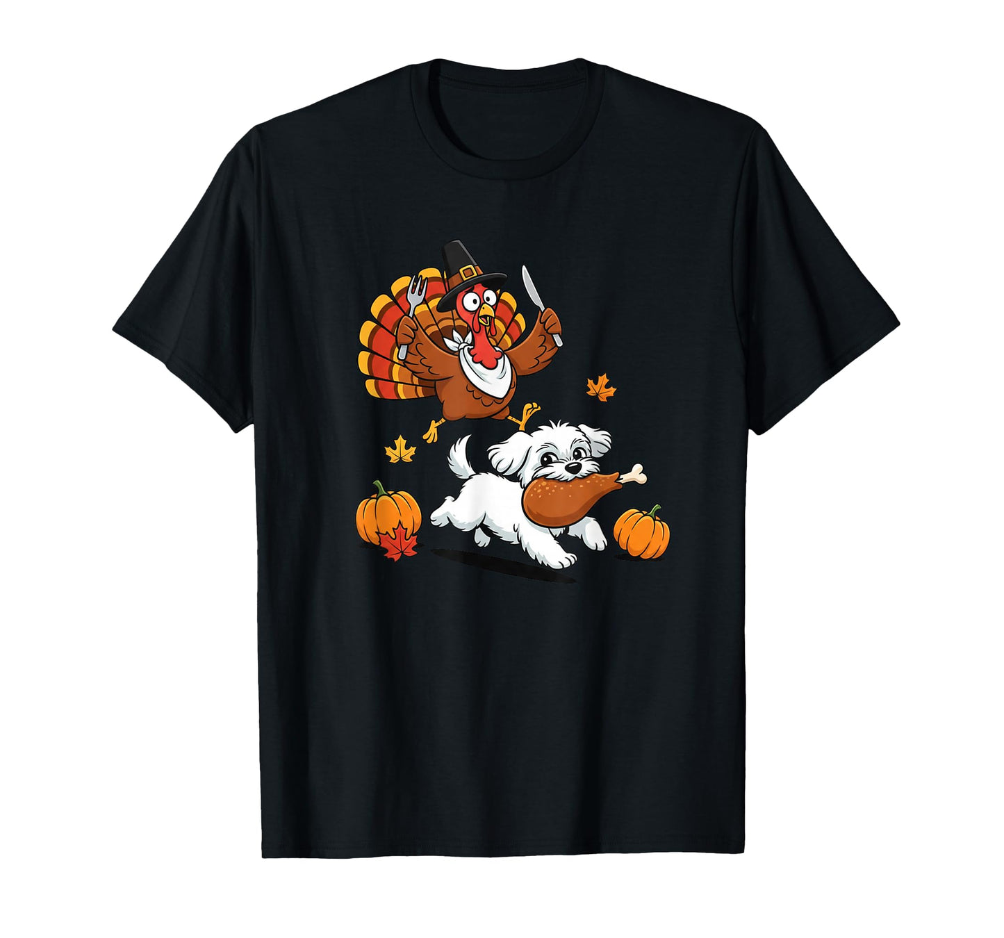 Funny Maltese Turkey Autumn Thanksgiving Womens Mens Kids T-Shirt