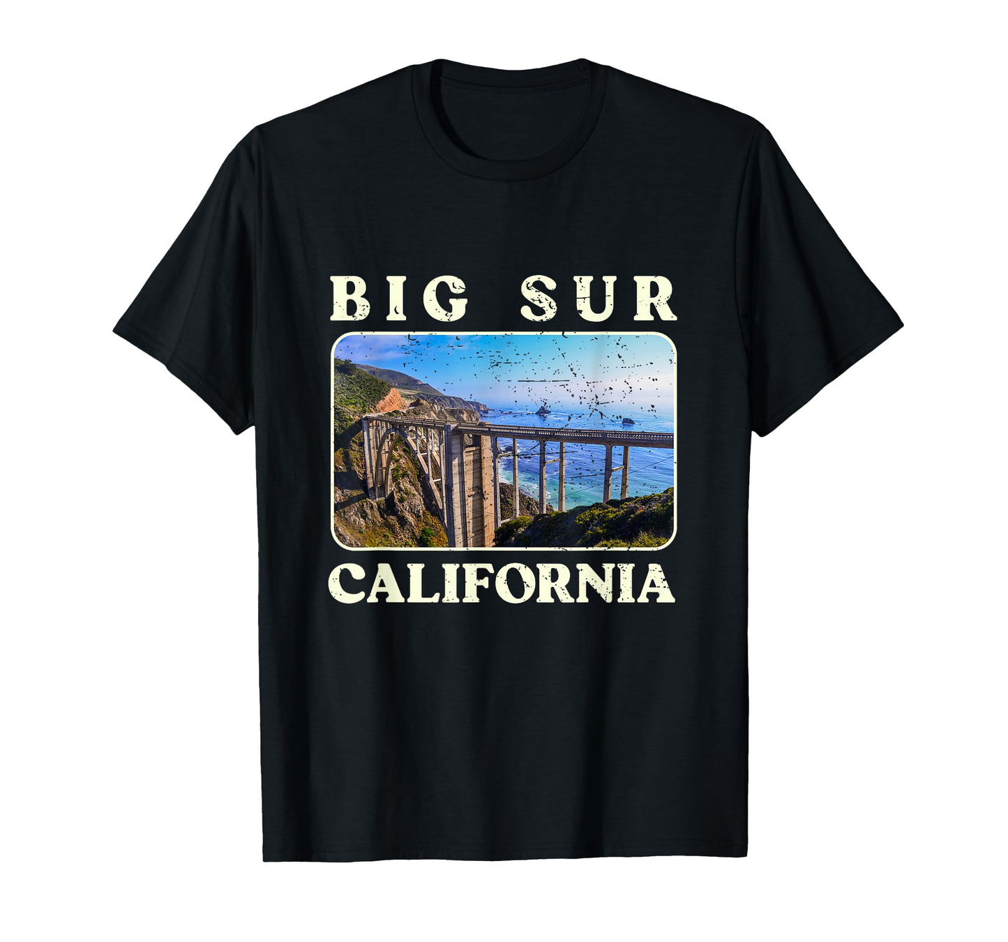 Vintage Bixby Bridge Landscape California Big Sur Travel T-Shirt