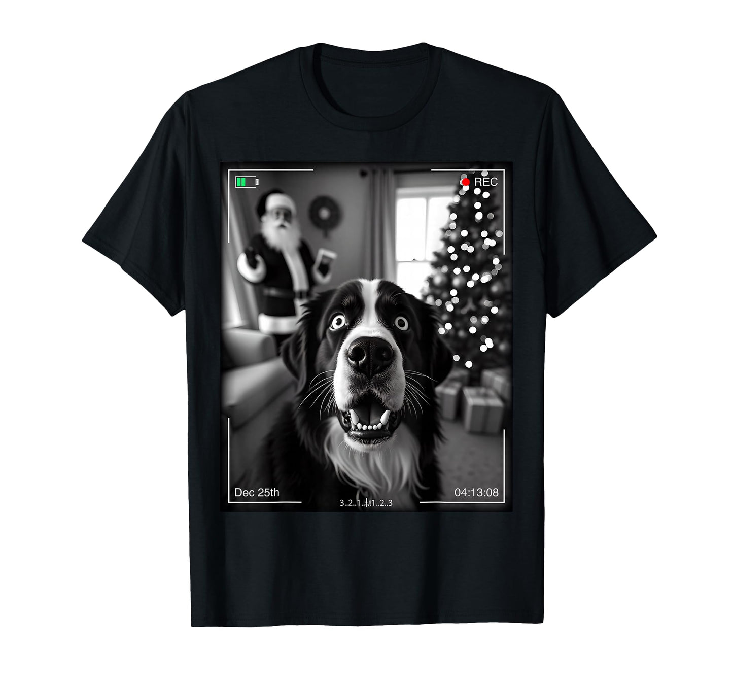 Bernese Mountain Dog Catches Santa On Camera Xmas T-Shirt