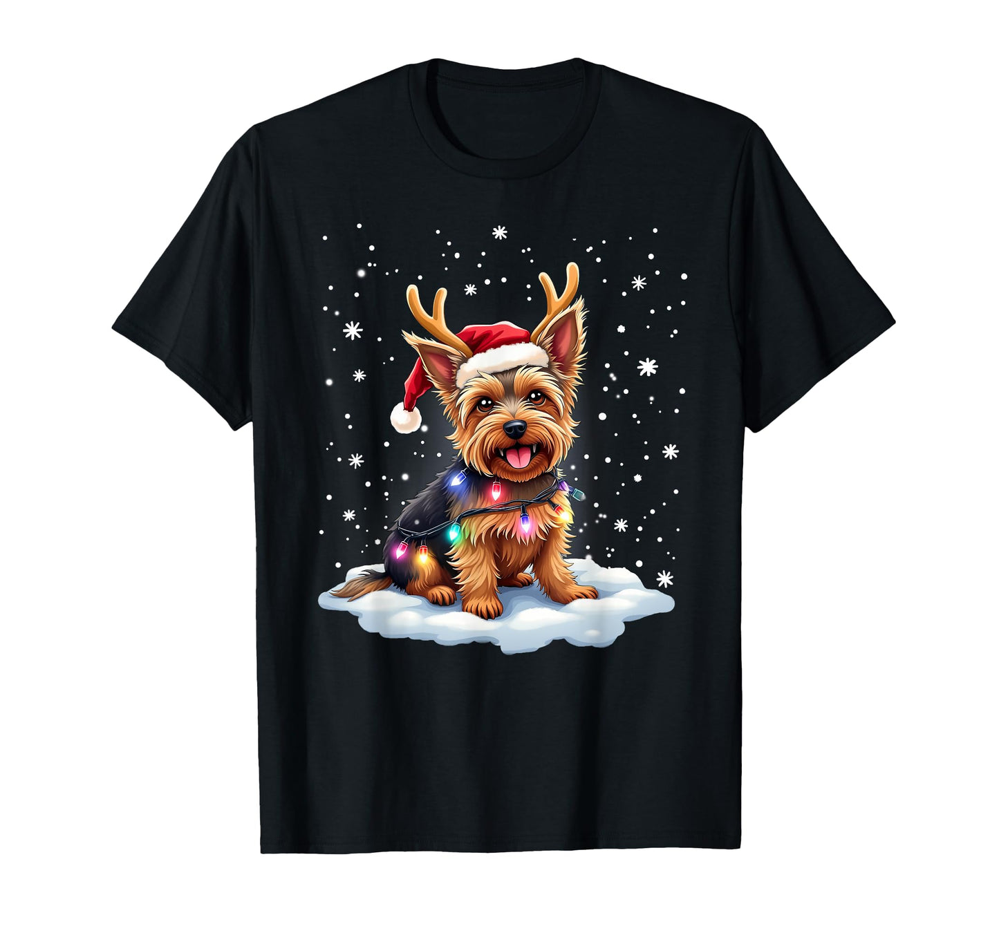 Yorkshire Terrier Christmas Yorkie Reindeer Dog Xmas Santa T-Shirt