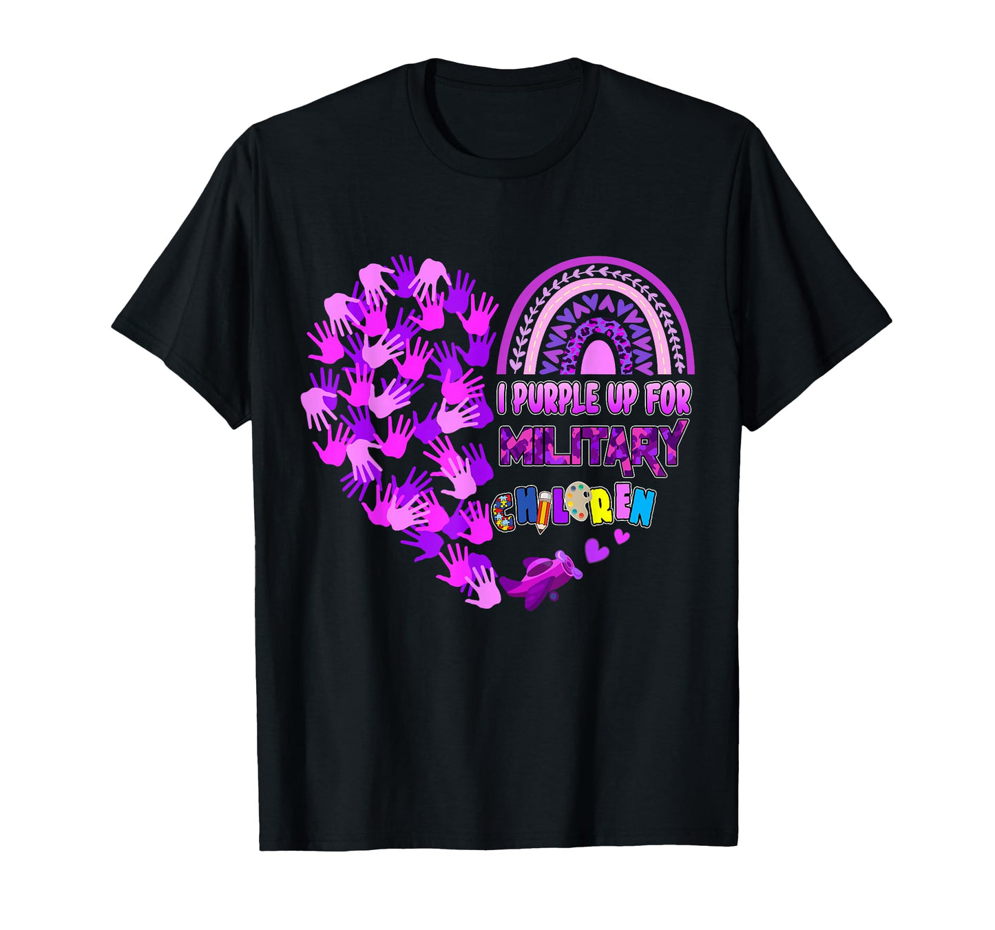 Heart Military Child Month - Purple Up For Military Kids T-Shirt