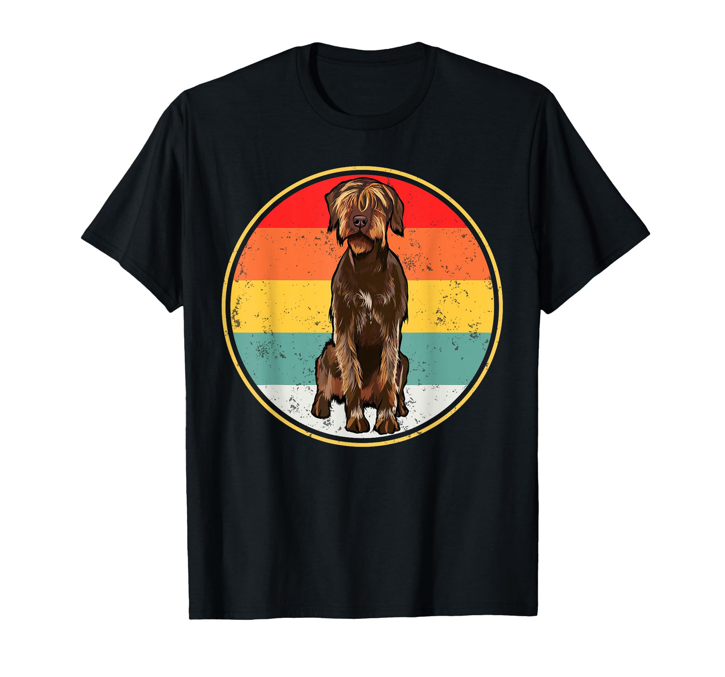 Vintage Retro Sunset Wirehaired Pointing Griffon Dog T-Shirt for Men Women