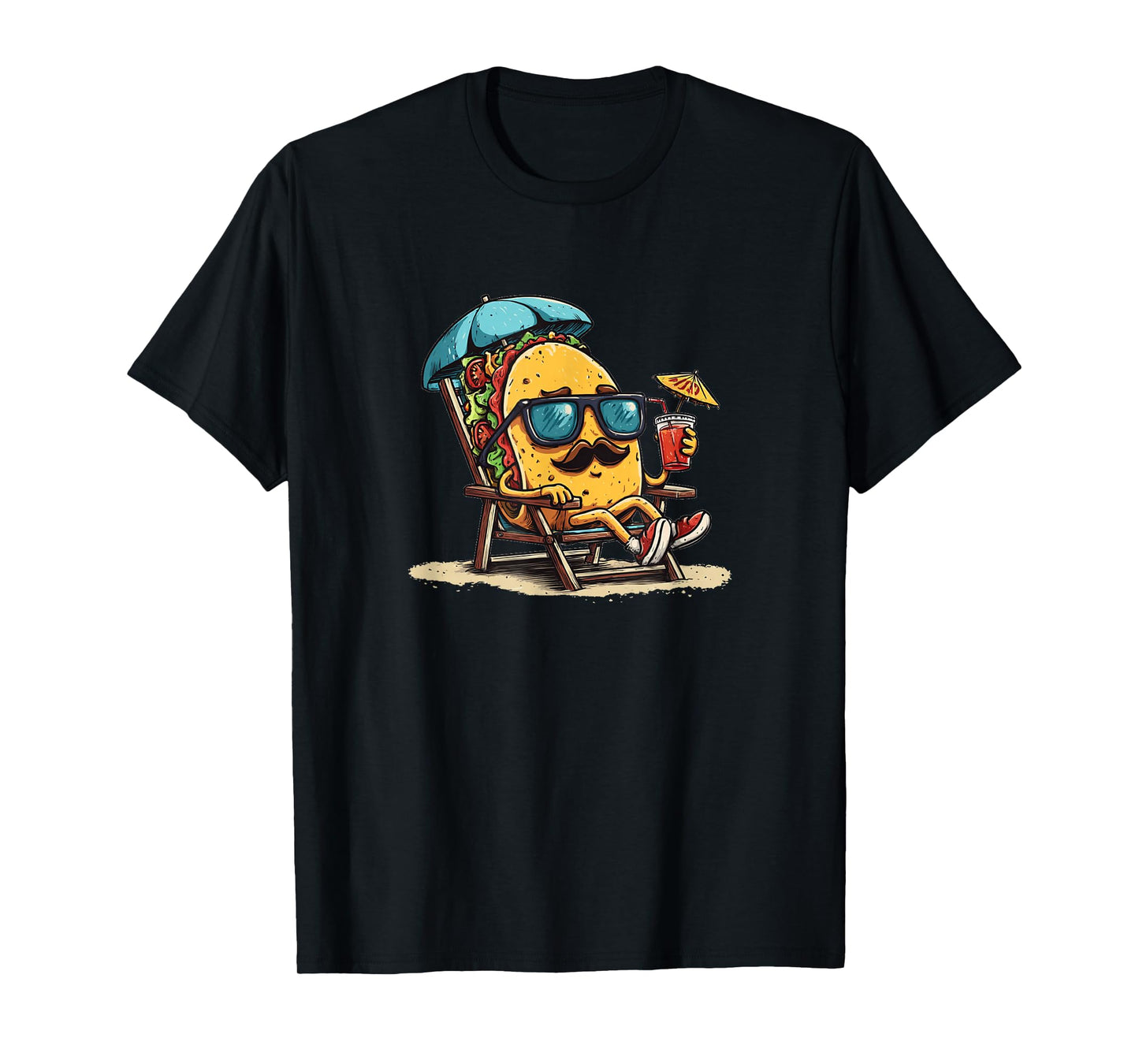 Funny Mustache Beard Taco with Vacation Costume T-Shirt