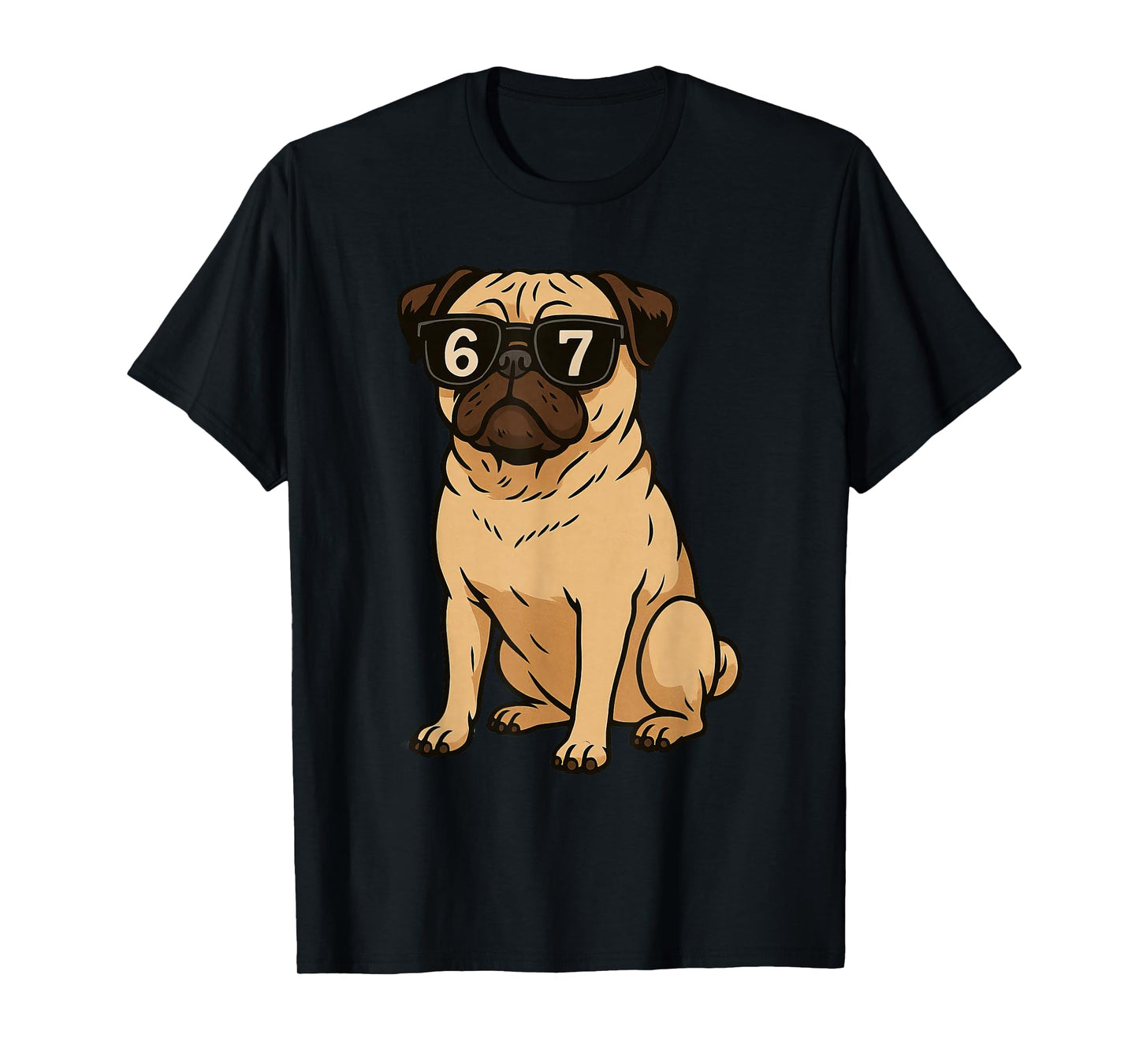 Funny Dog Pug Sunglasses 67 Six Seven Meme T-Shirt