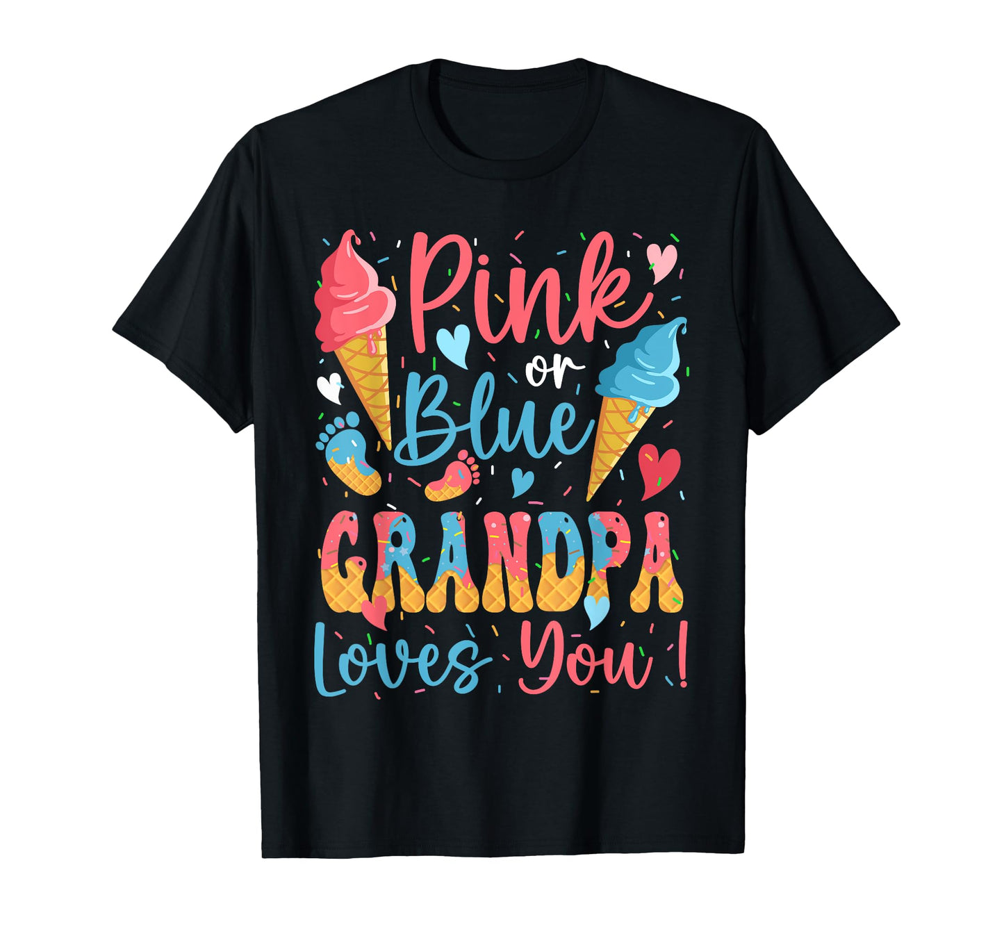 Pink or Blue Grandpa Loves You Ice Cream Gender Reveal T-Shirt