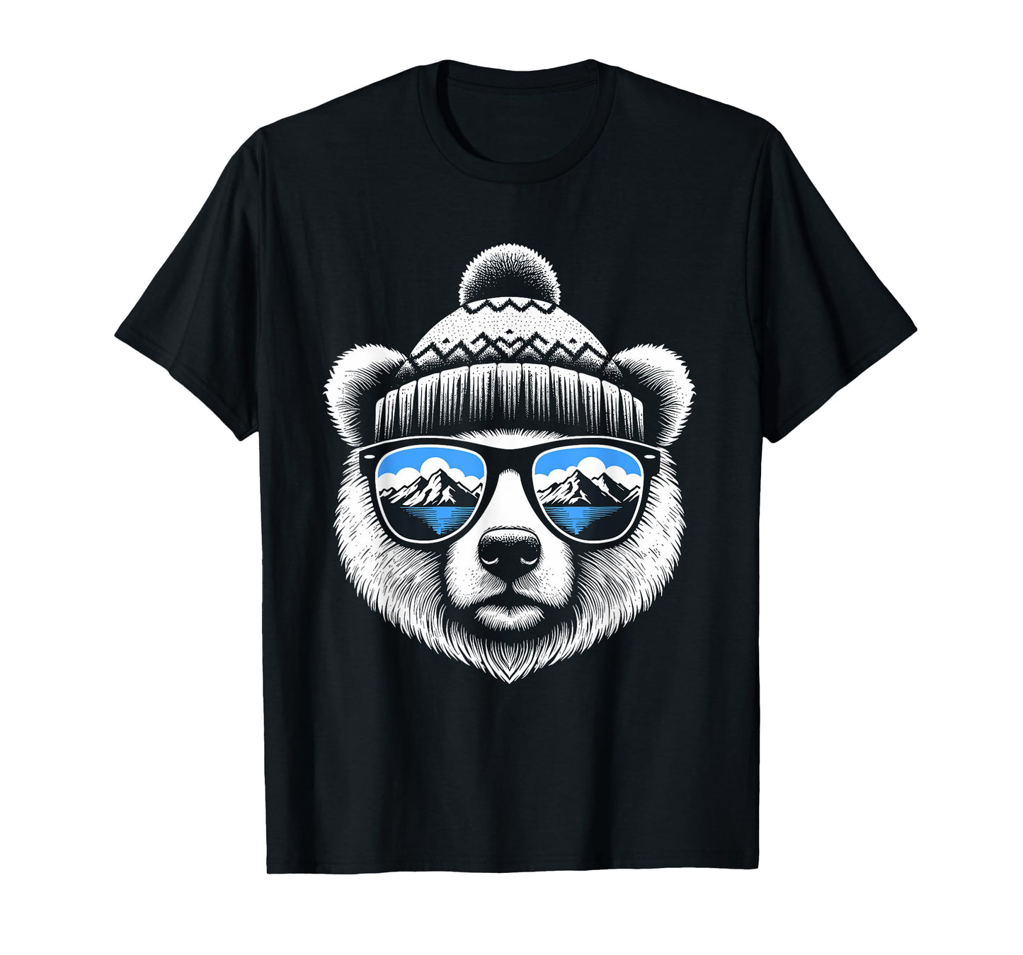 Eisbär with Knitted Hat Loves Skiing and Snowboarding T-Shirt