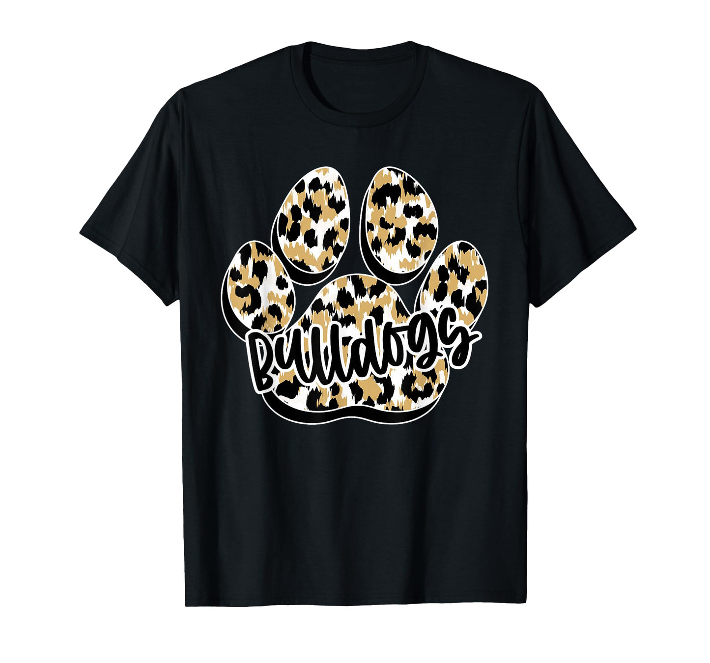 Gold Bulldogs Leopard Paw Print Leopard School Mascot T-Shirt