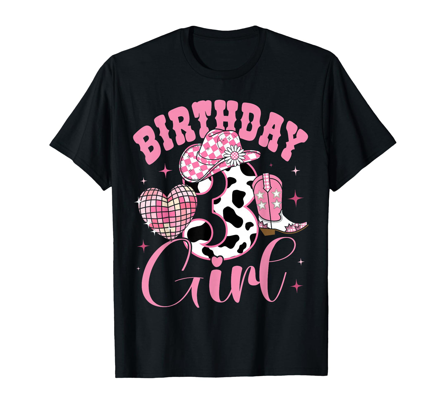 Happy 3rd Birthday Girl Outfit Rodeo Western Cowgirl Cowboy T-Shirt