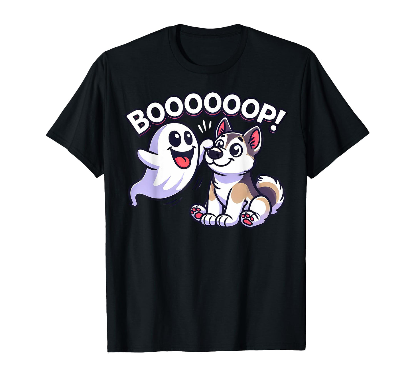 Funny Halloween Ghost Husky Dog Boop Silly Puppy Humor T-Shirt