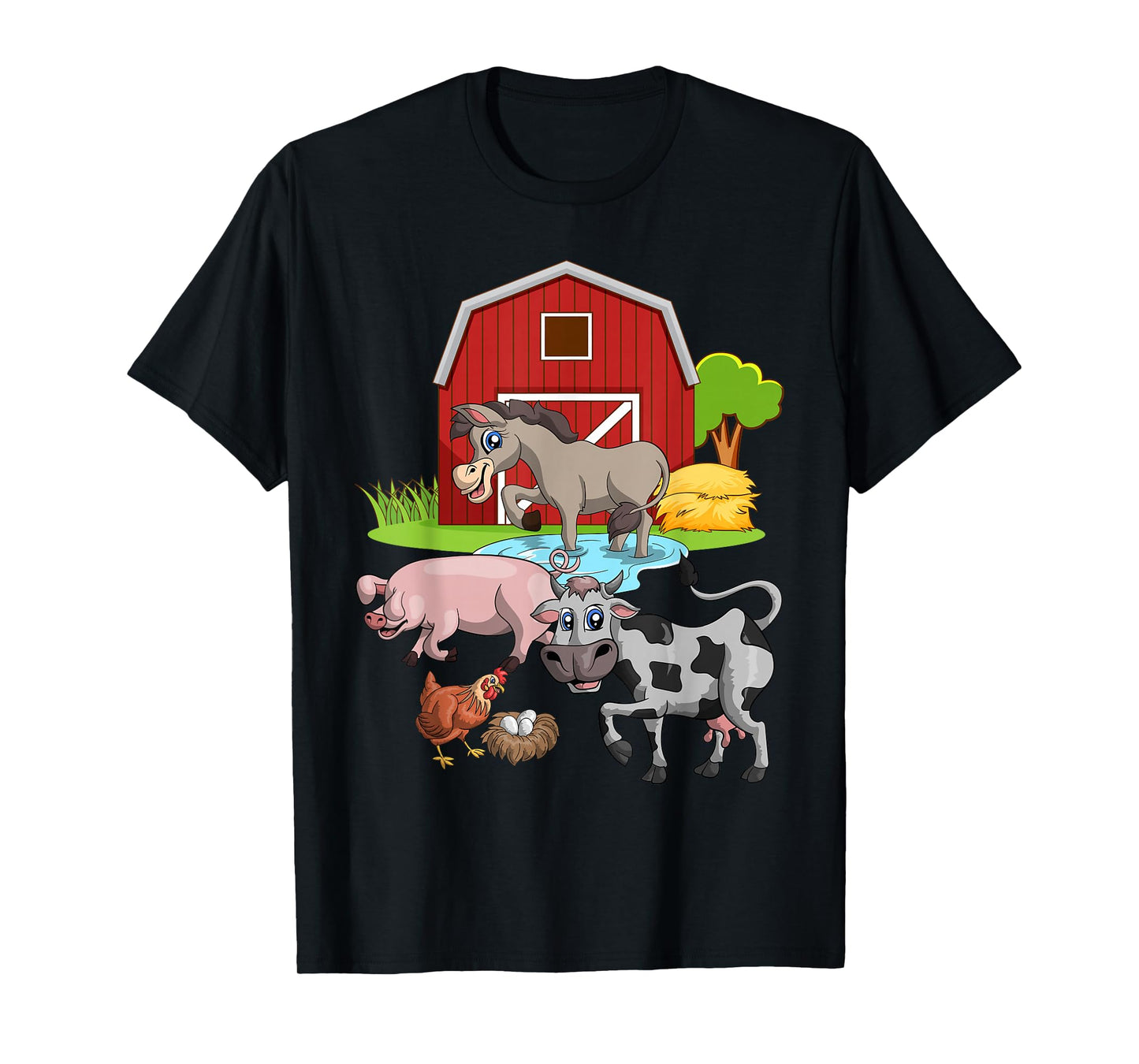 Donkey Pig Chicken Cow Agriculture Farm Animal T-Shirt