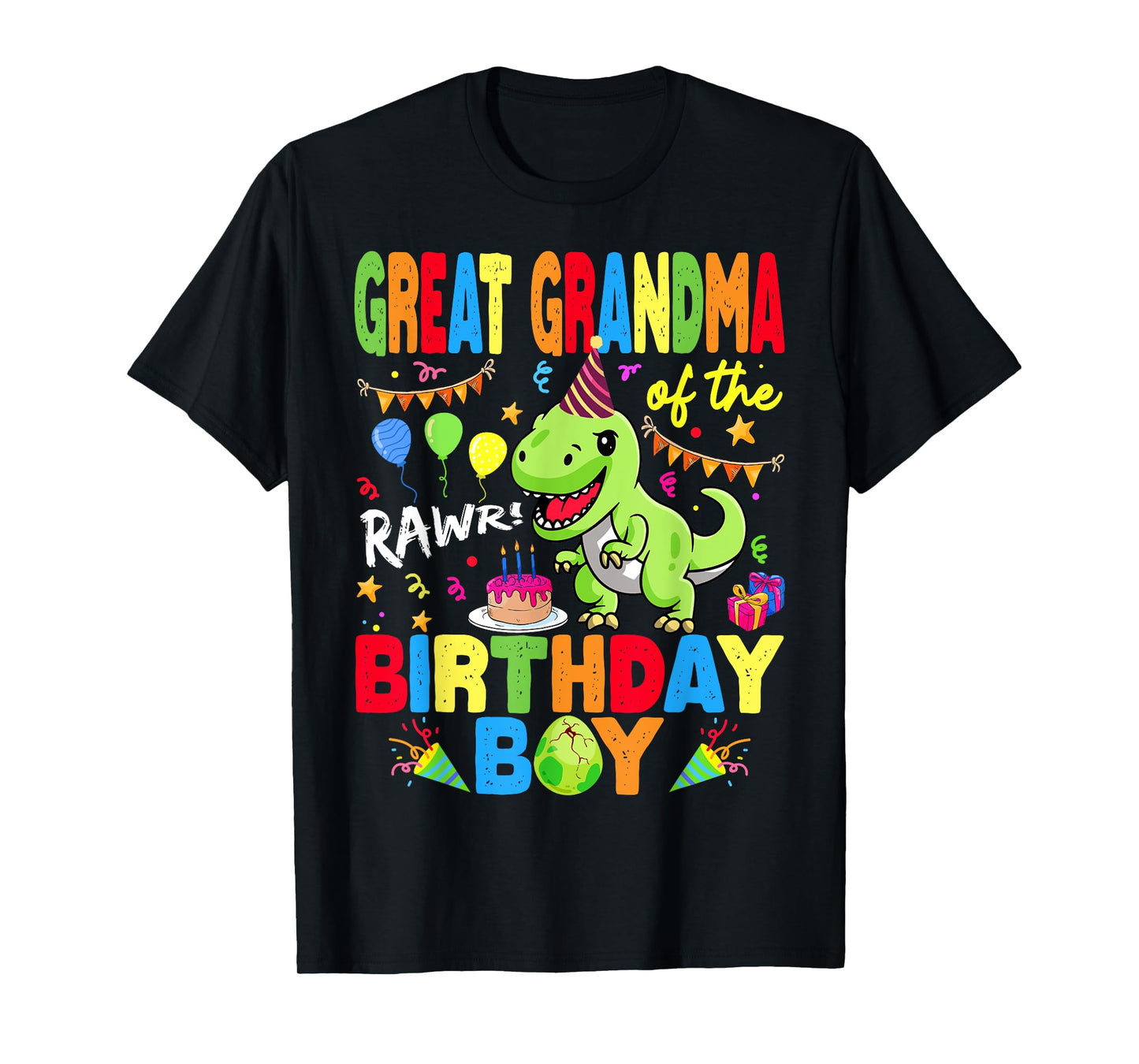 Great Grandma Of The Birthday Boy Dinosaur T-Rex RAWR T-Shirt