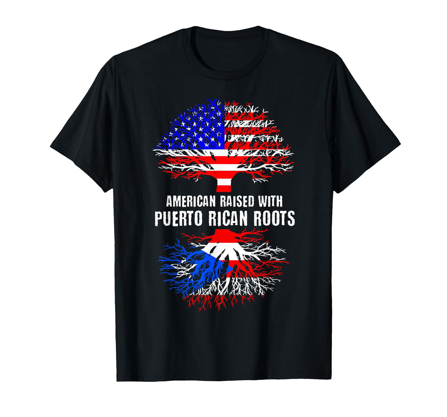 American Raised With Puerto Rican Roots USA Flag Puerto Rico T-Shirt