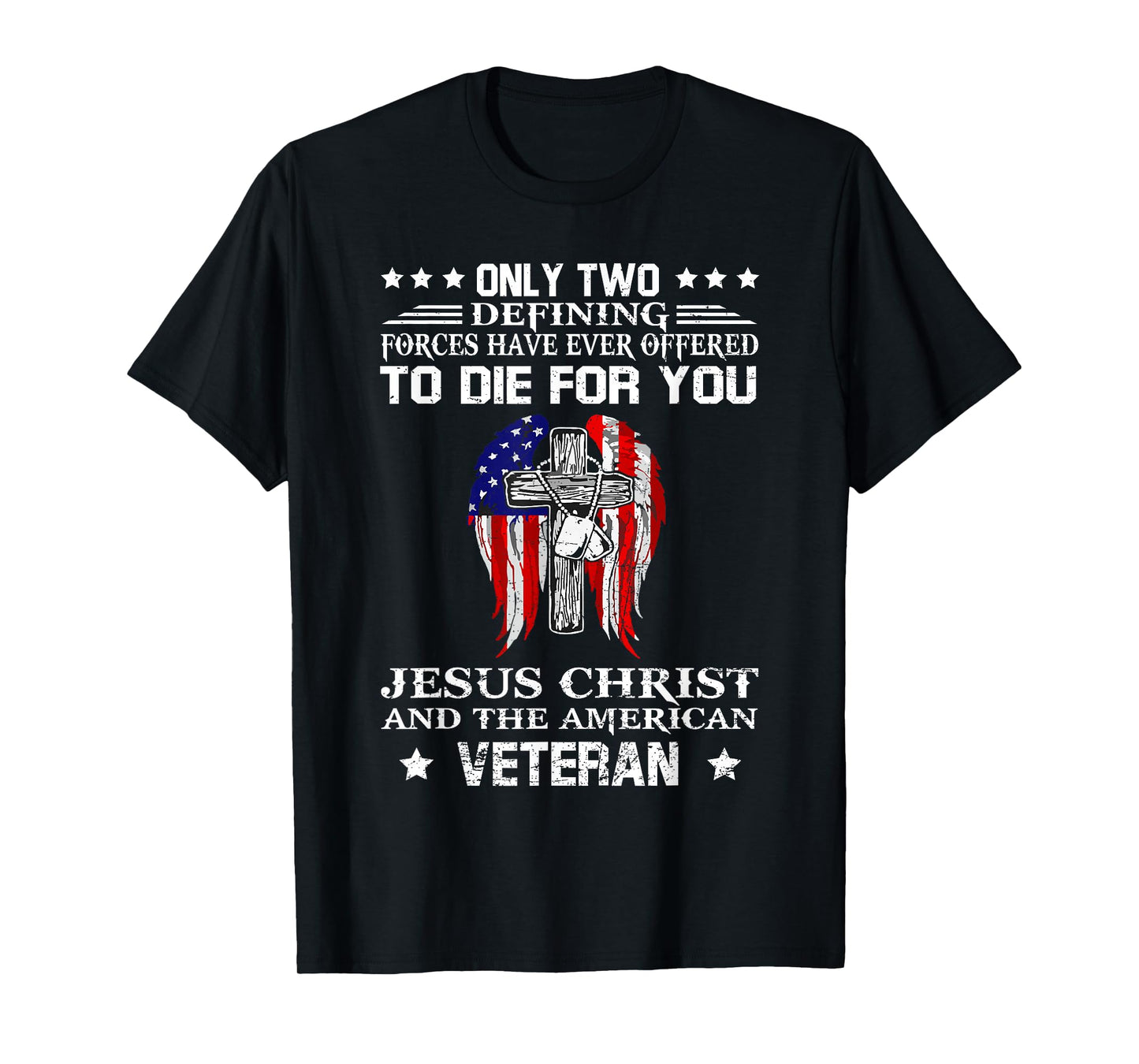 Jesus Christ And American Veteran Flag USA Christian T-Shirt