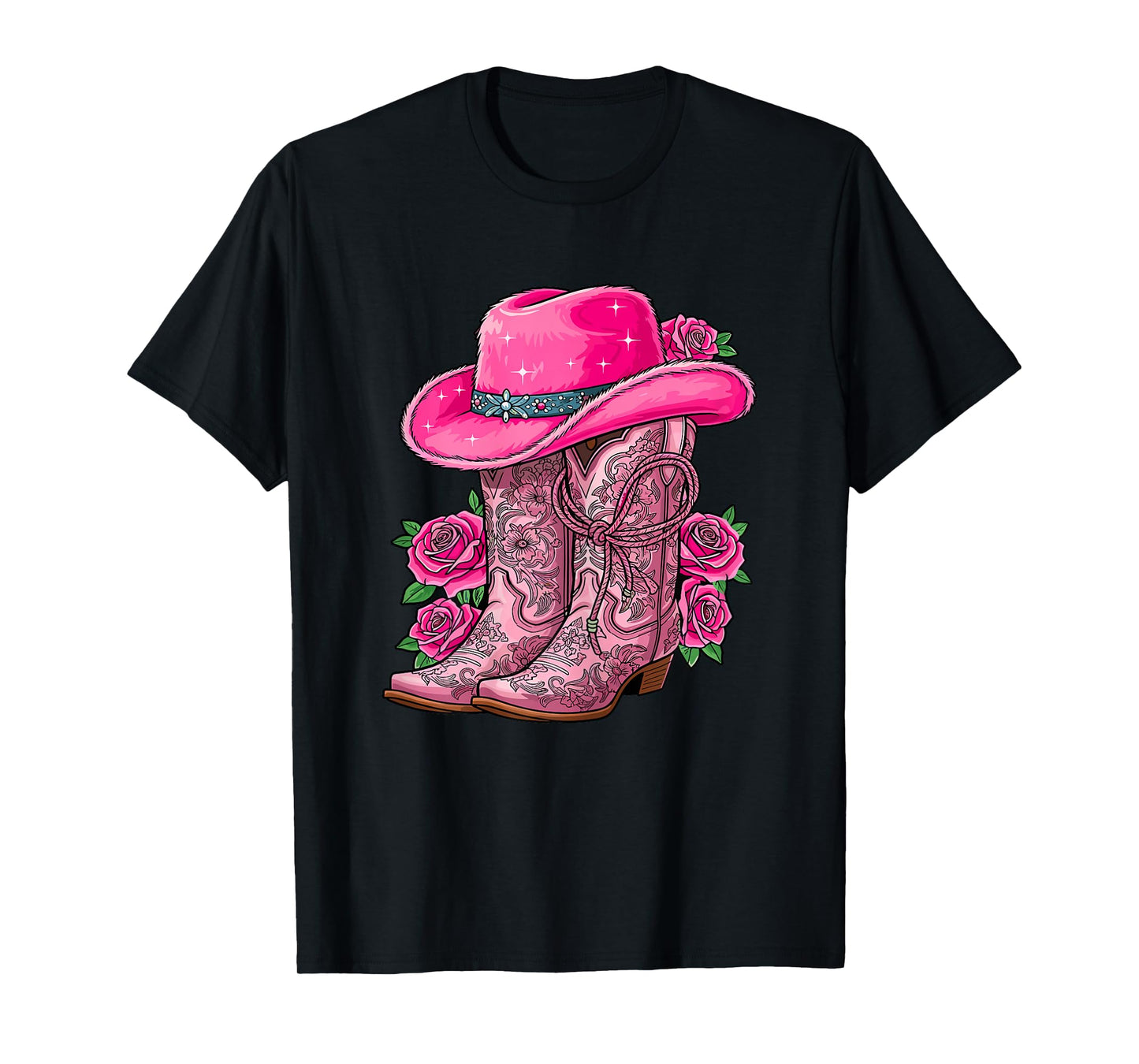 Cowgirl Boots and Hat Roses Western Rodeo Country T-Shirt